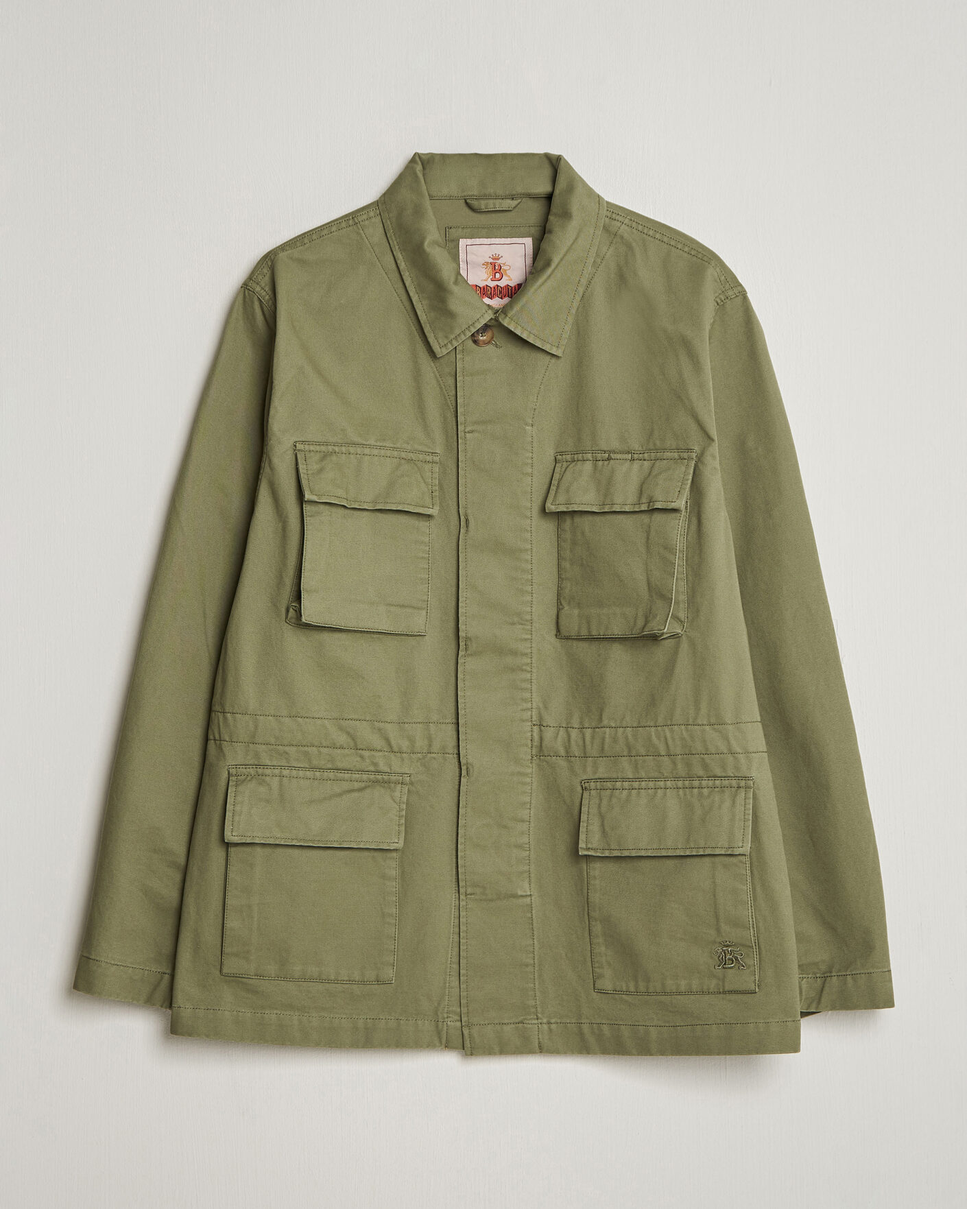 Hombres | Abrigos y chaquetas | Baracuta | Washed Cotton Twill Field Shacket Lichen Green