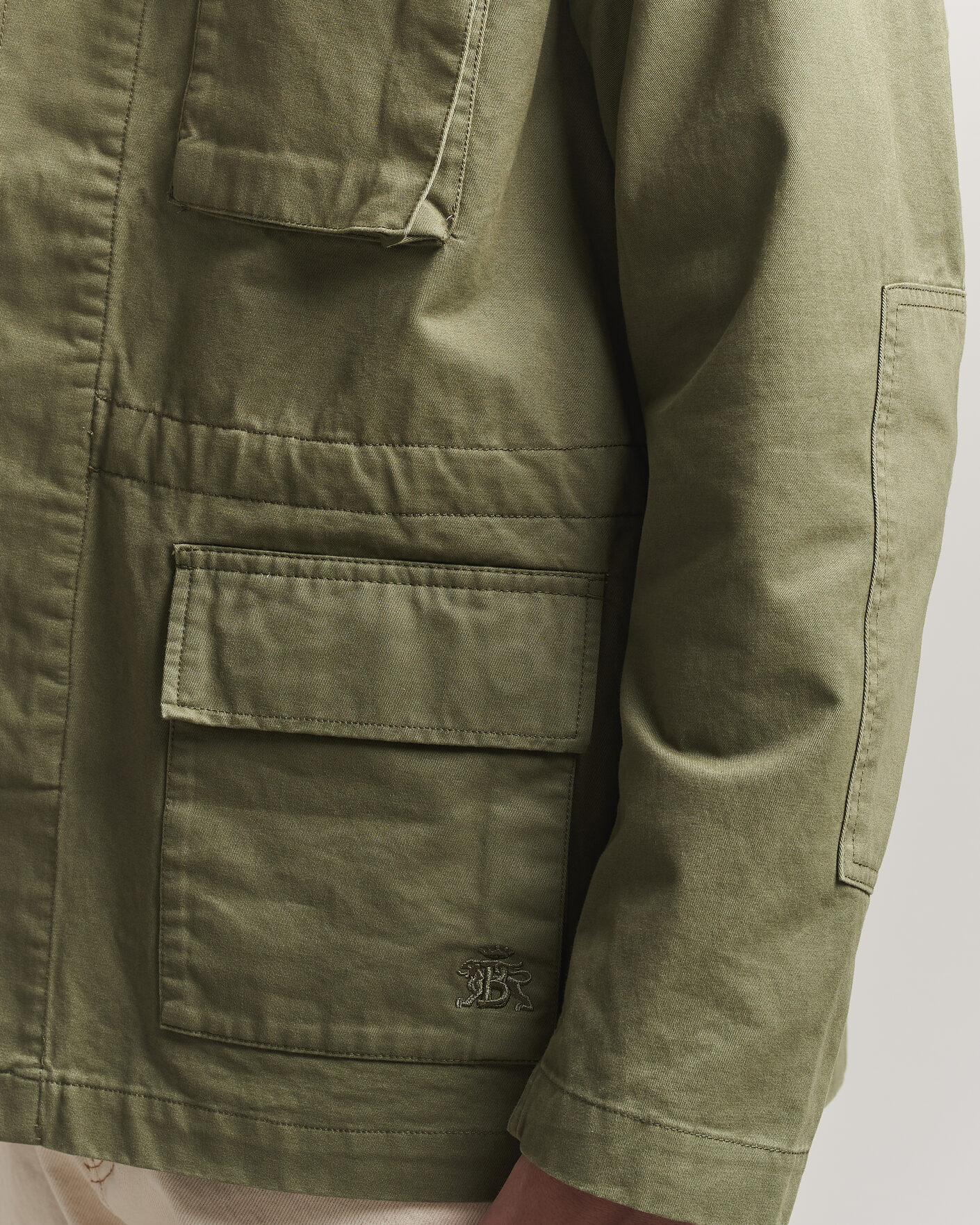 Hombres | Abrigos y chaquetas | Baracuta | Washed Cotton Twill Field Shacket Lichen Green