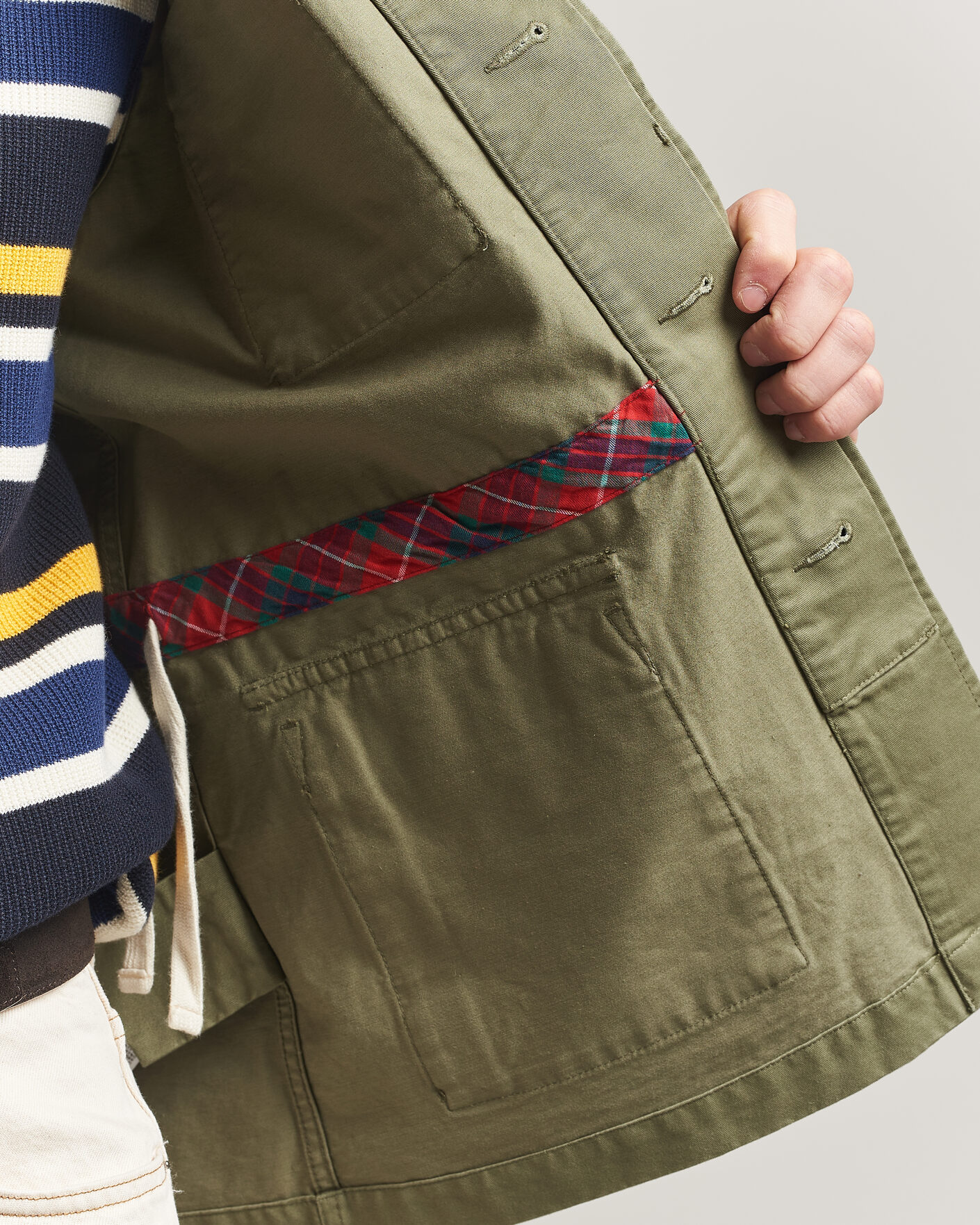 Hombres | Abrigos y chaquetas | Baracuta | Washed Cotton Twill Field Shacket Lichen Green