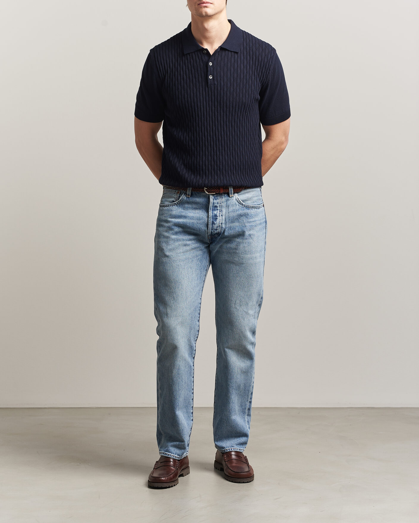Hombres | Polos | Baracuta | Pattern Stich Polo Navy