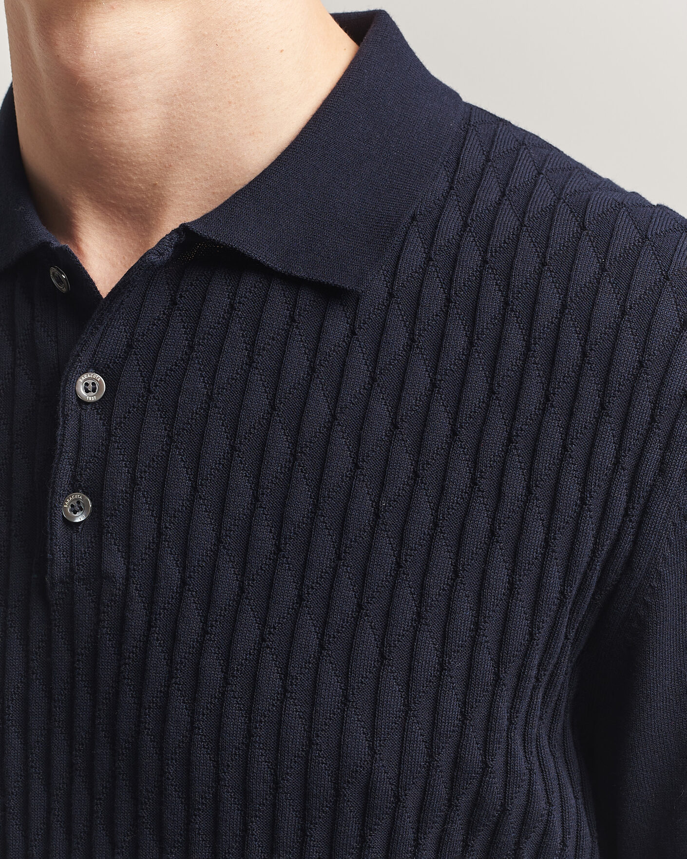 Hombres | Polos | Baracuta | Pattern Stich Polo Navy