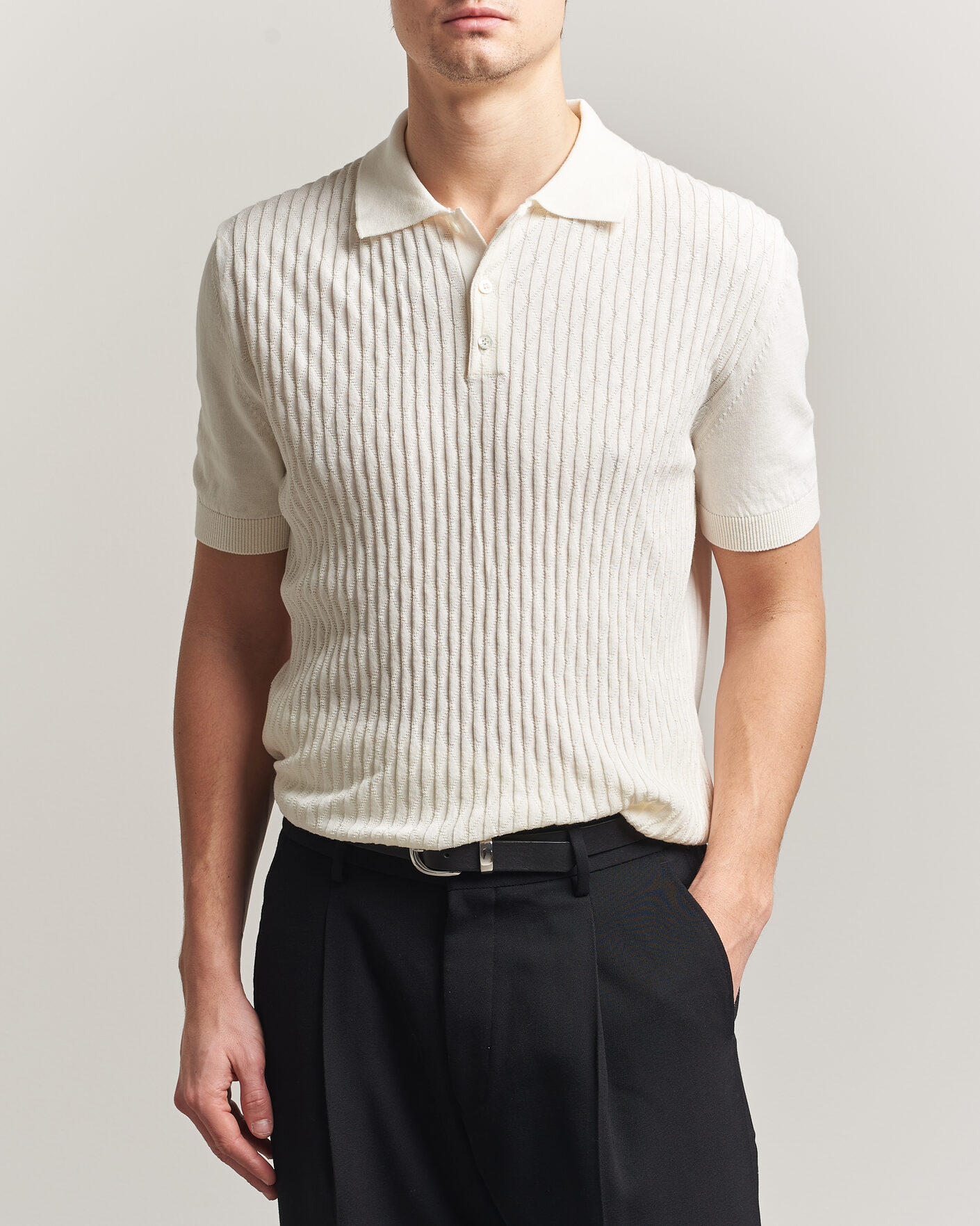 Hombres | Polos | Baracuta | Pattern Stich Polo Off White
