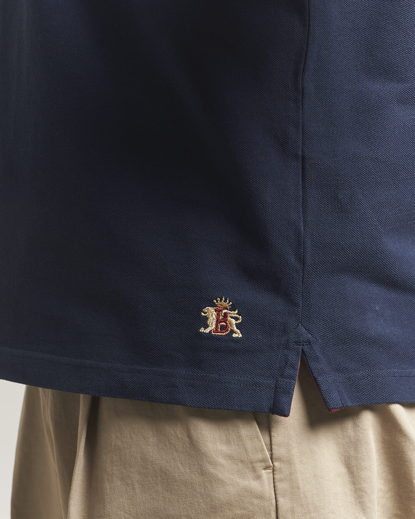 Hombres | Polos | Baracuta | Tartan Placket Piquet Polo Navy