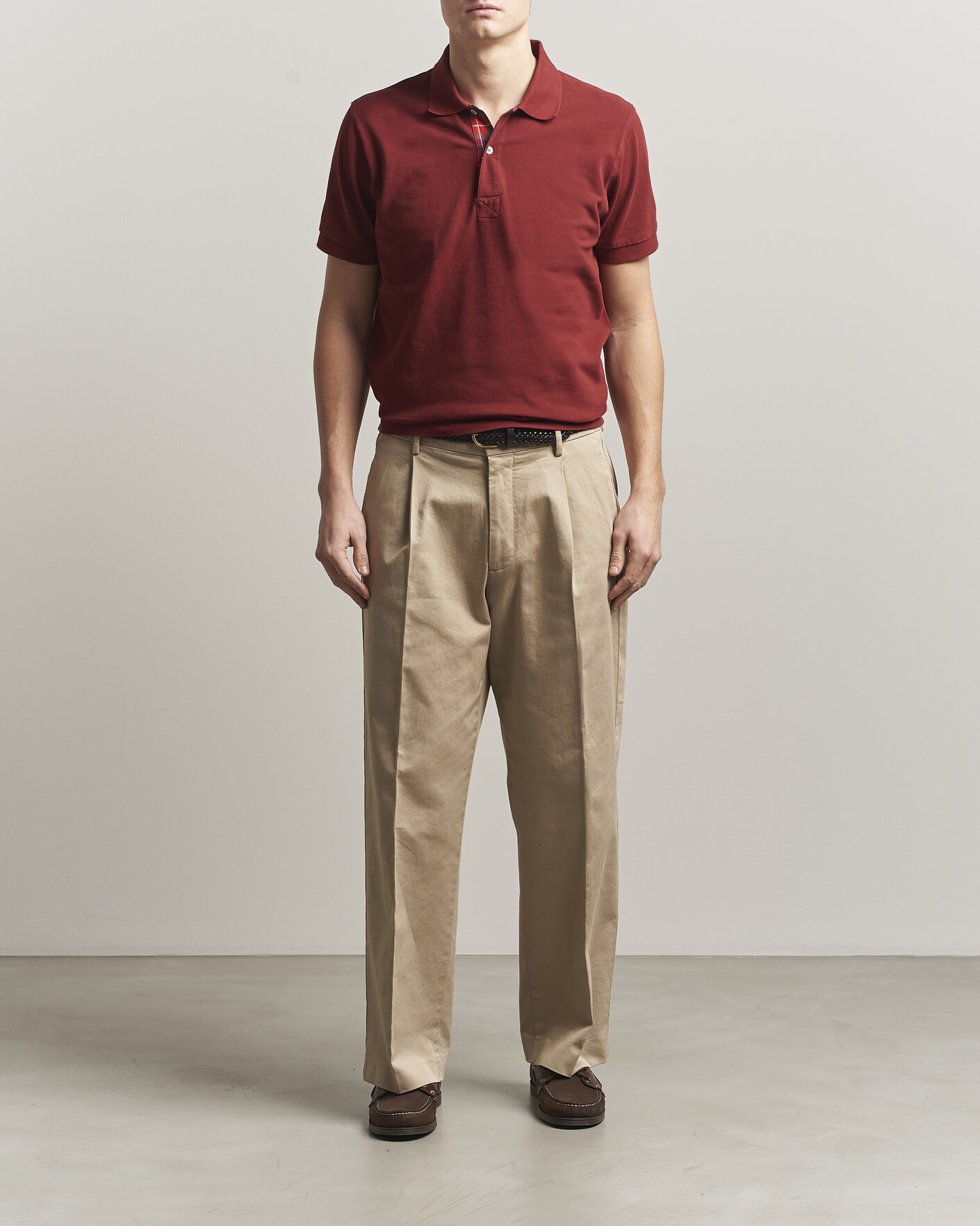 Hombres | Polos | Baracuta | Tartan Placket Piquet Polo Oxblood