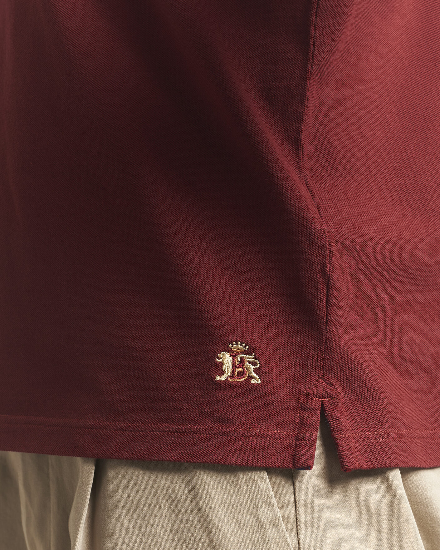Hombres | Polos | Baracuta | Tartan Placket Piquet Polo Oxblood