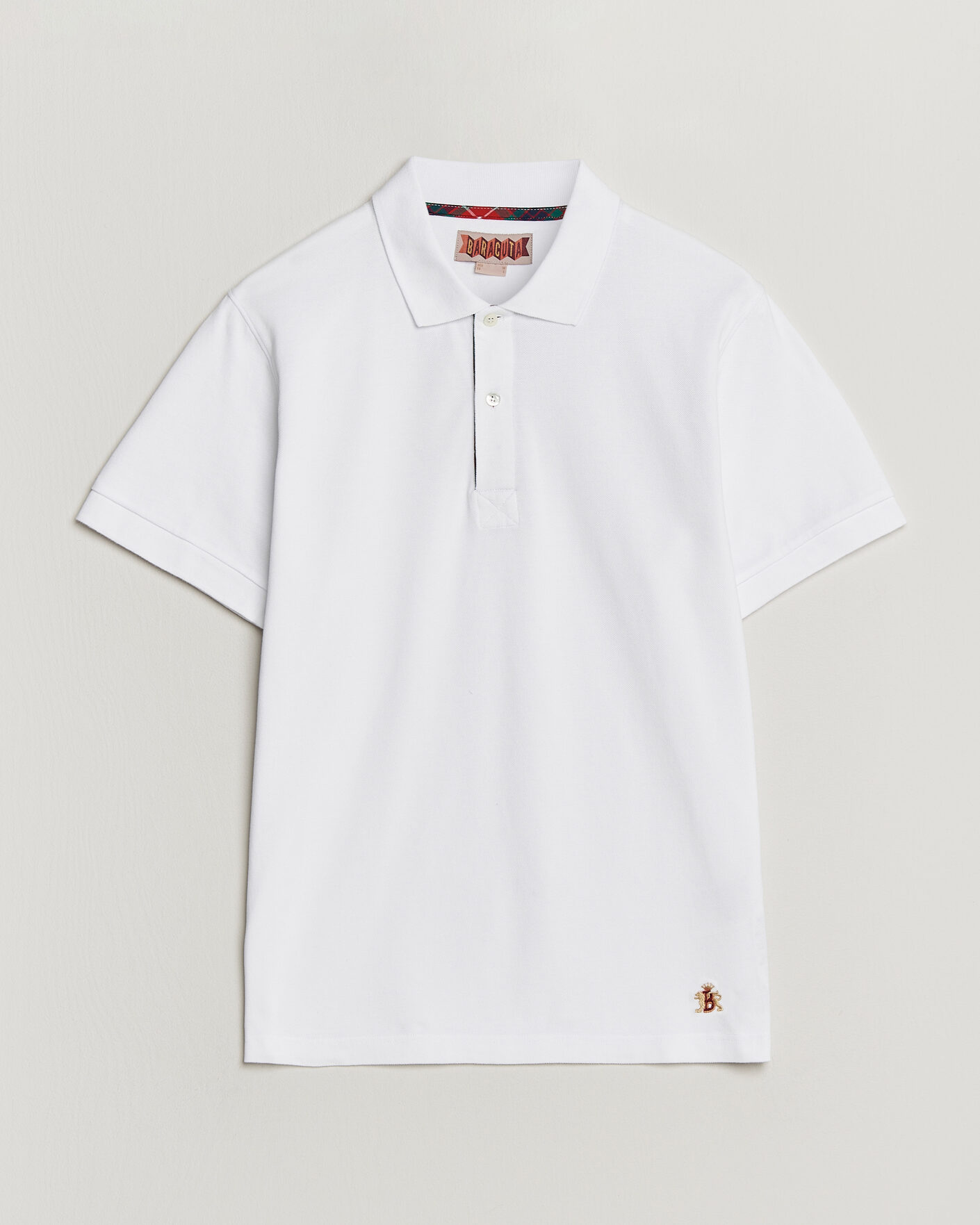 Hombres | Polos | Baracuta | Tartan Placket Piquet Polo Bone White