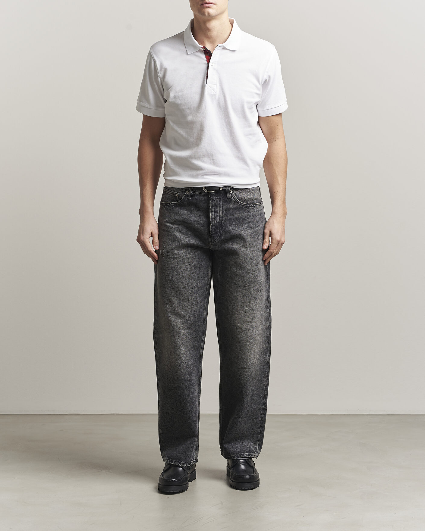 Hombres | Polos | Baracuta | Tartan Placket Piquet Polo Bone White
