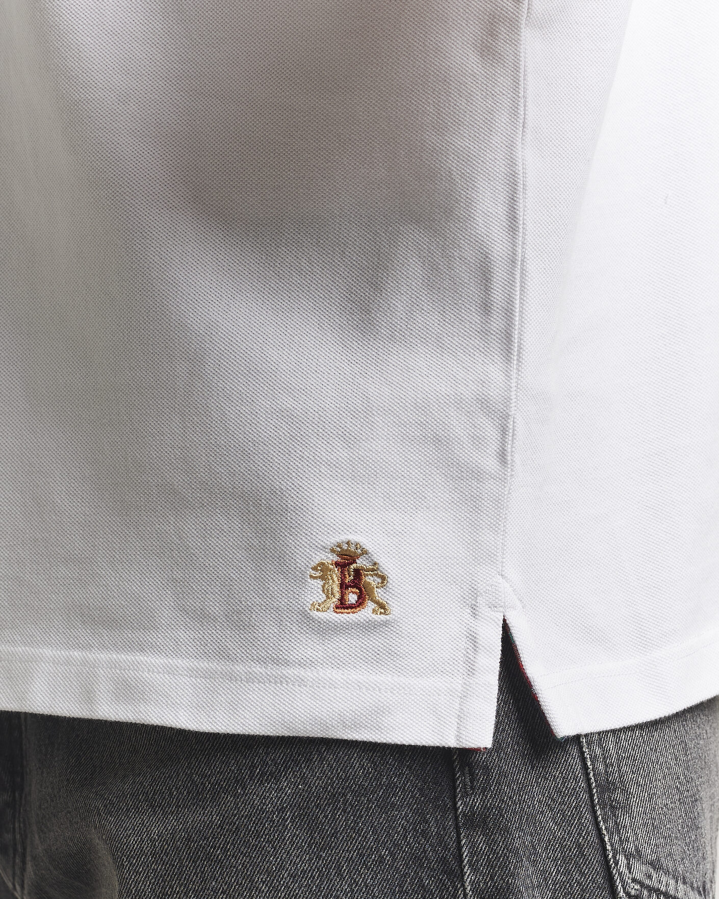 Hombres | Polos | Baracuta | Tartan Placket Piquet Polo Bone White