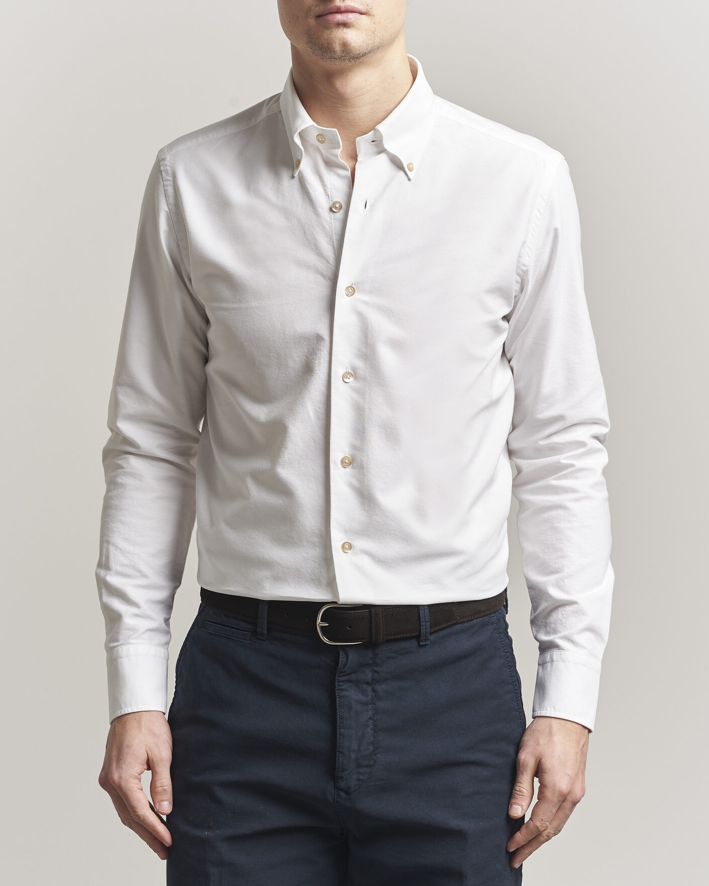 Hombres | Camisas | Grigio | Oxford Button Down Shirt White