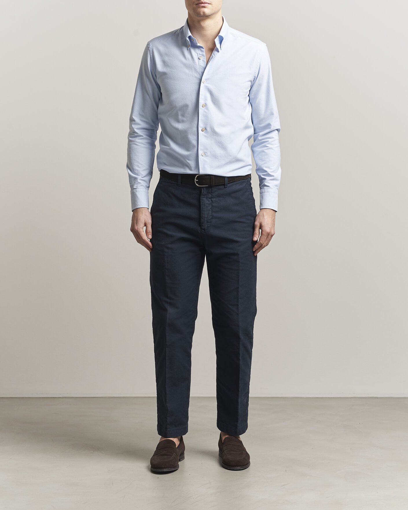 Hombres | Camisas | Grigio | Oxford Button Down Shirt Light Blue