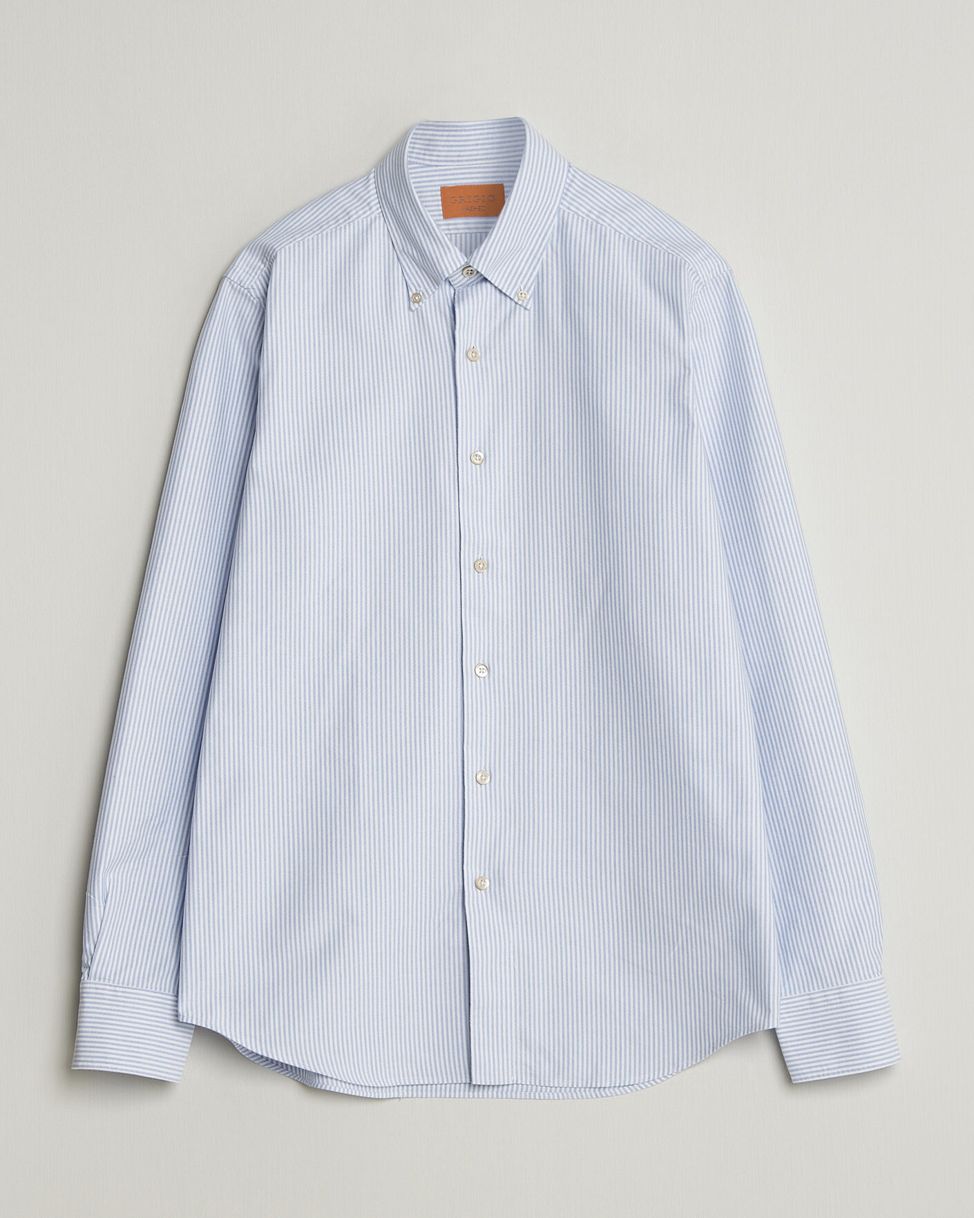 Hombres | Camisas | Grigio | Oxford Button Down Shirt Light Blue Stripe