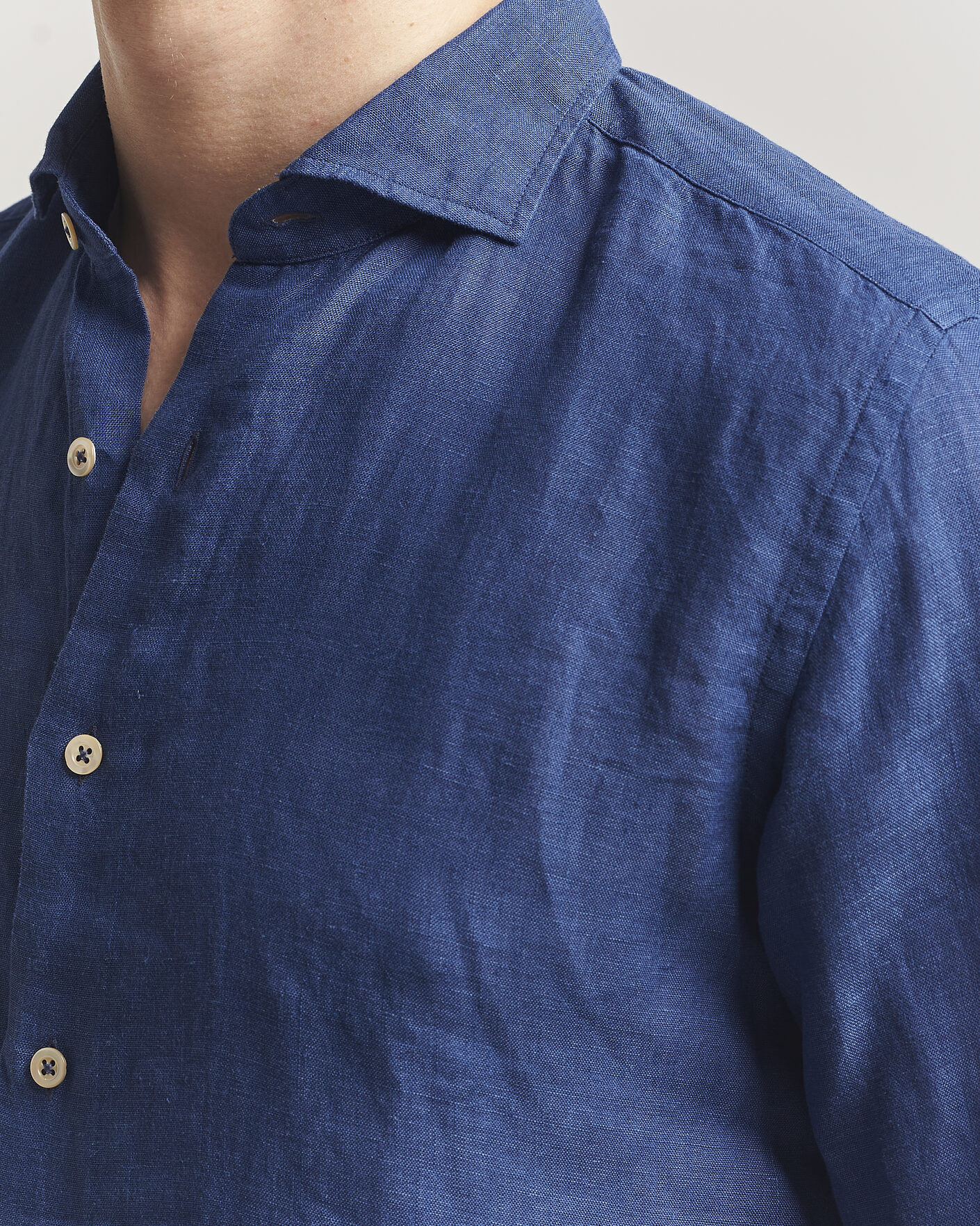 Hombres | Camisas | Grigio | Washed Linen Shirt Navy