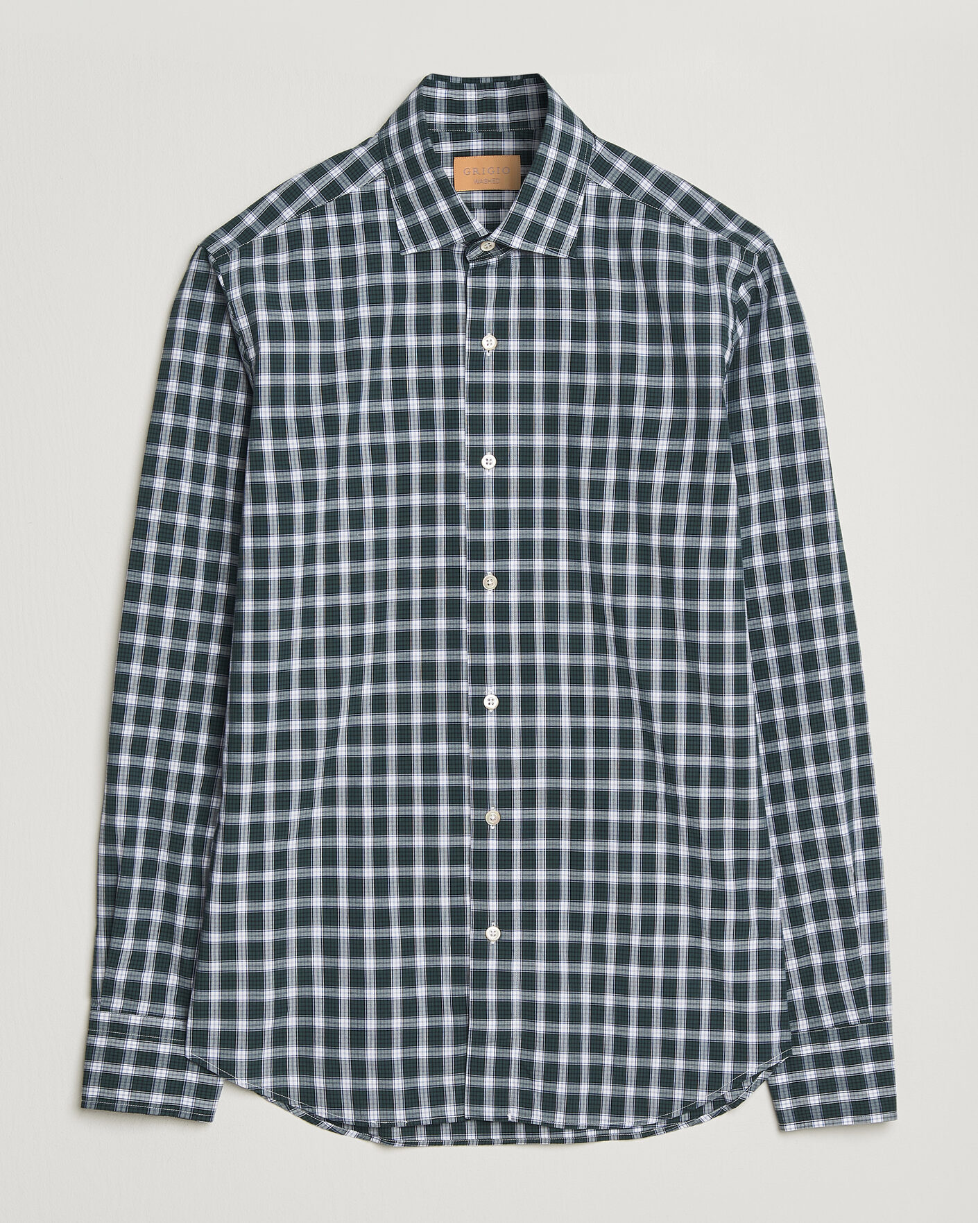 Hombres | Camisas | Grigio | Washed Casual Shirt Green Check