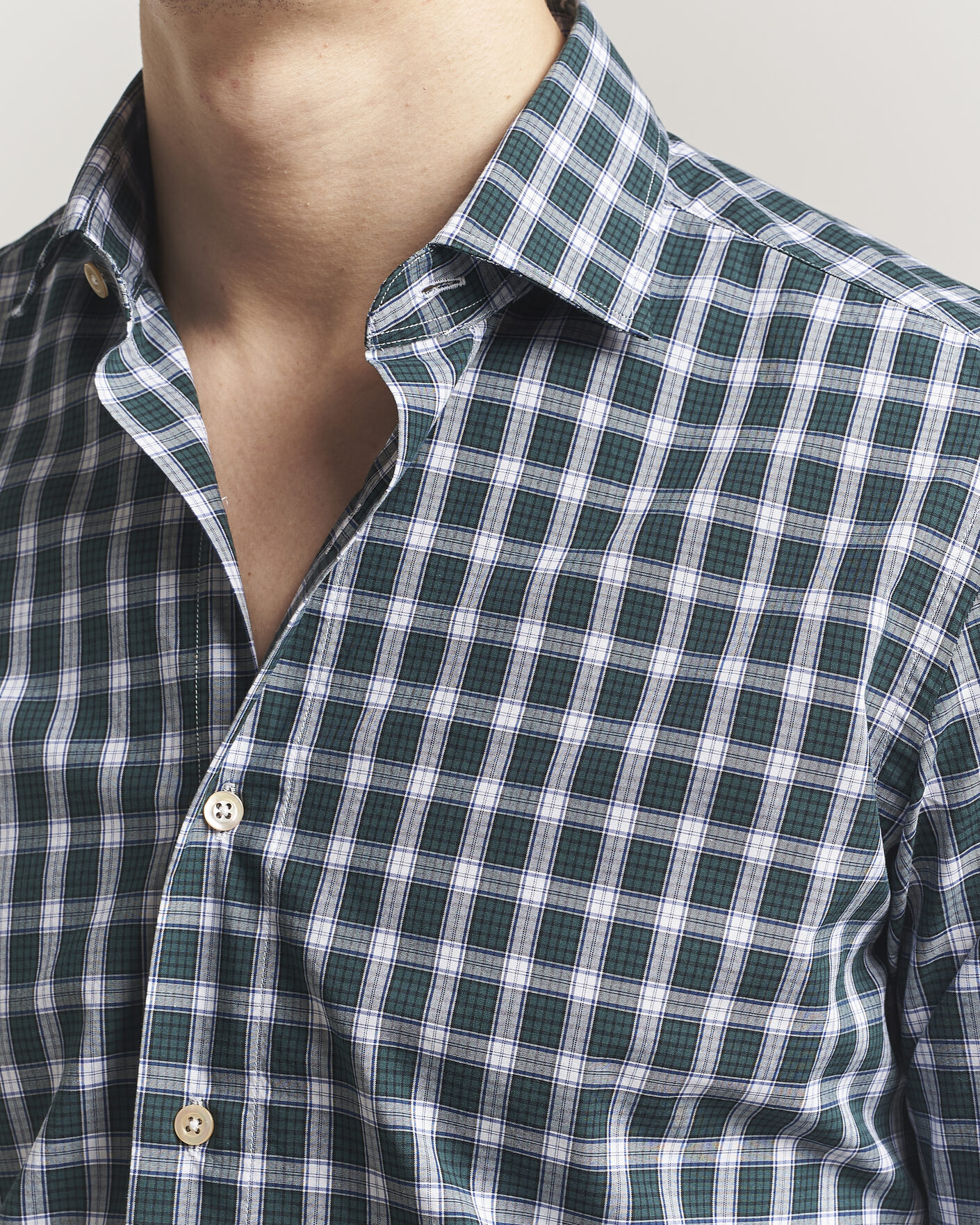 Hombres | Camisas | Grigio | Washed Casual Shirt Green Check