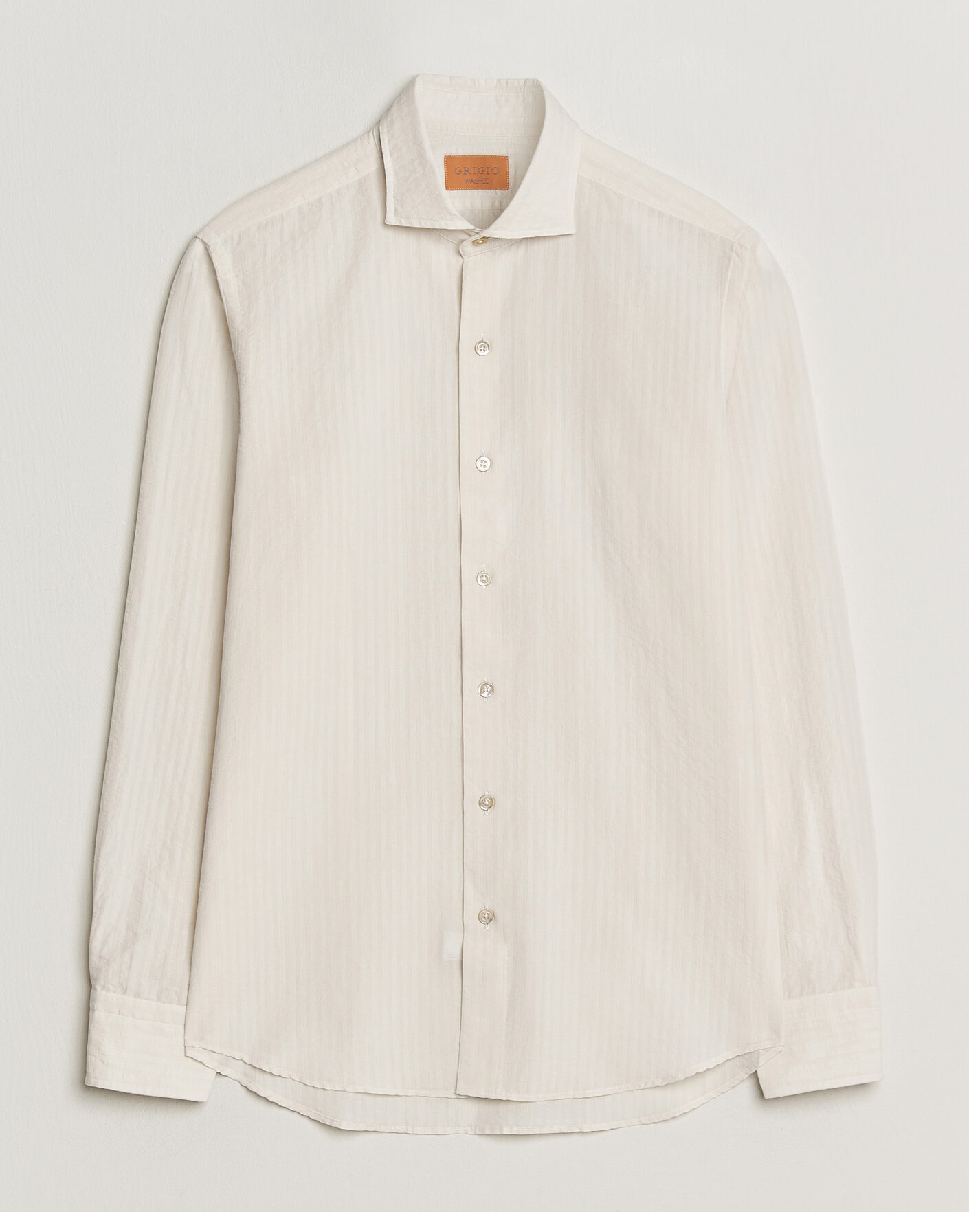 Hombres | Camisas | Grigio | Cotton/Linen Seersucker Shirt Off White