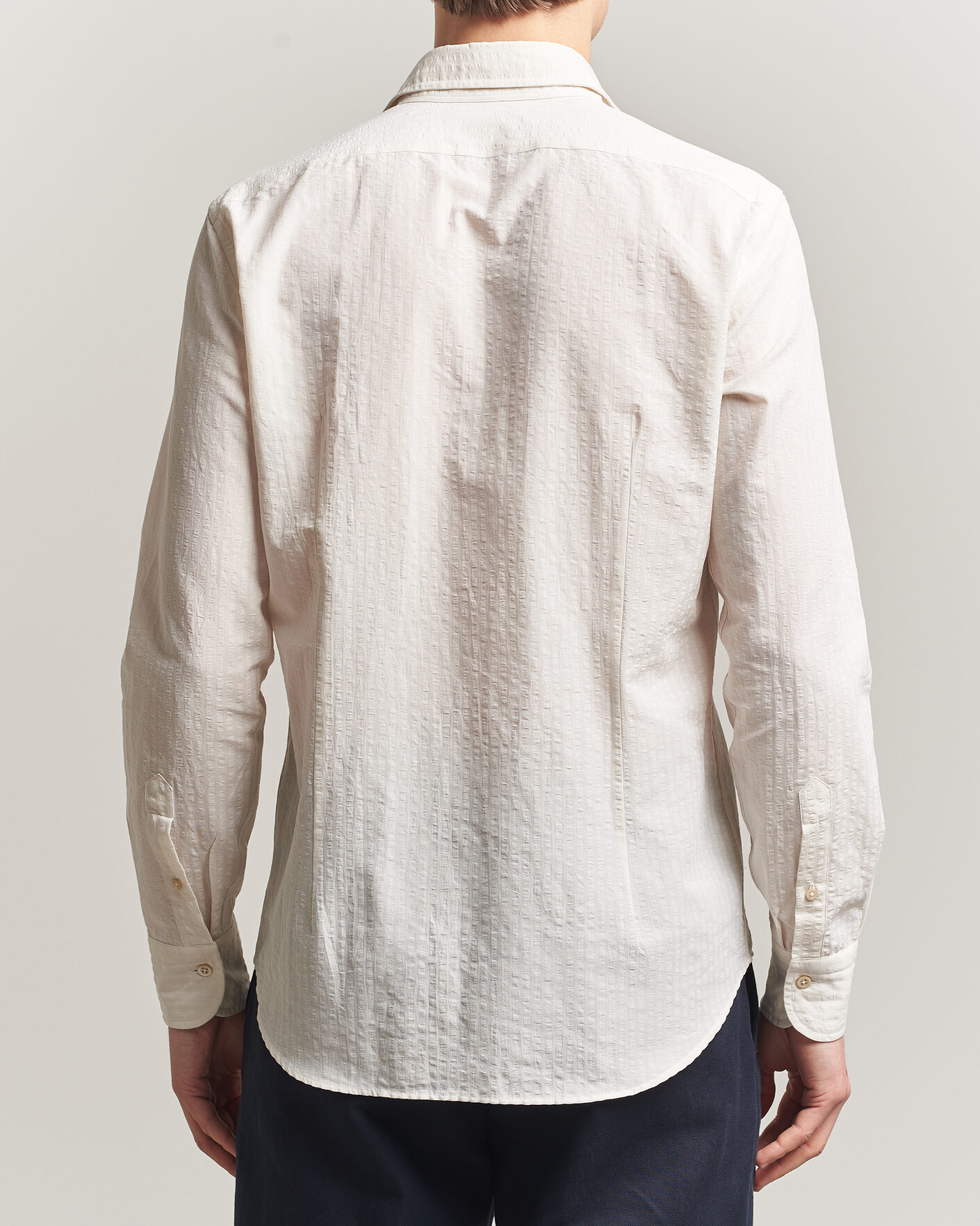Hombres | Camisas | Grigio | Cotton/Linen Seersucker Shirt Off White