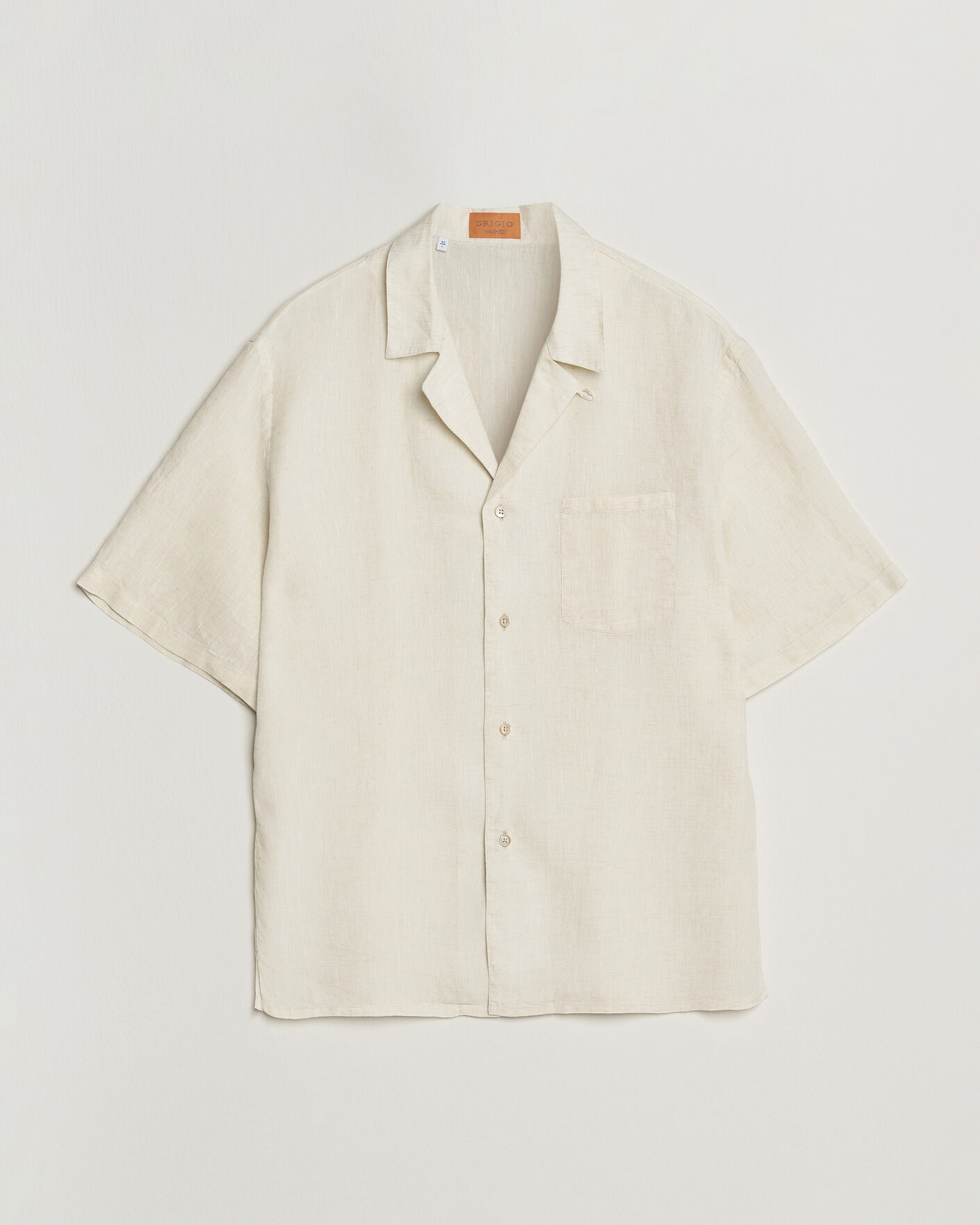 Hombres | Camisas | Grigio | Linen Camp Collar Shirt White