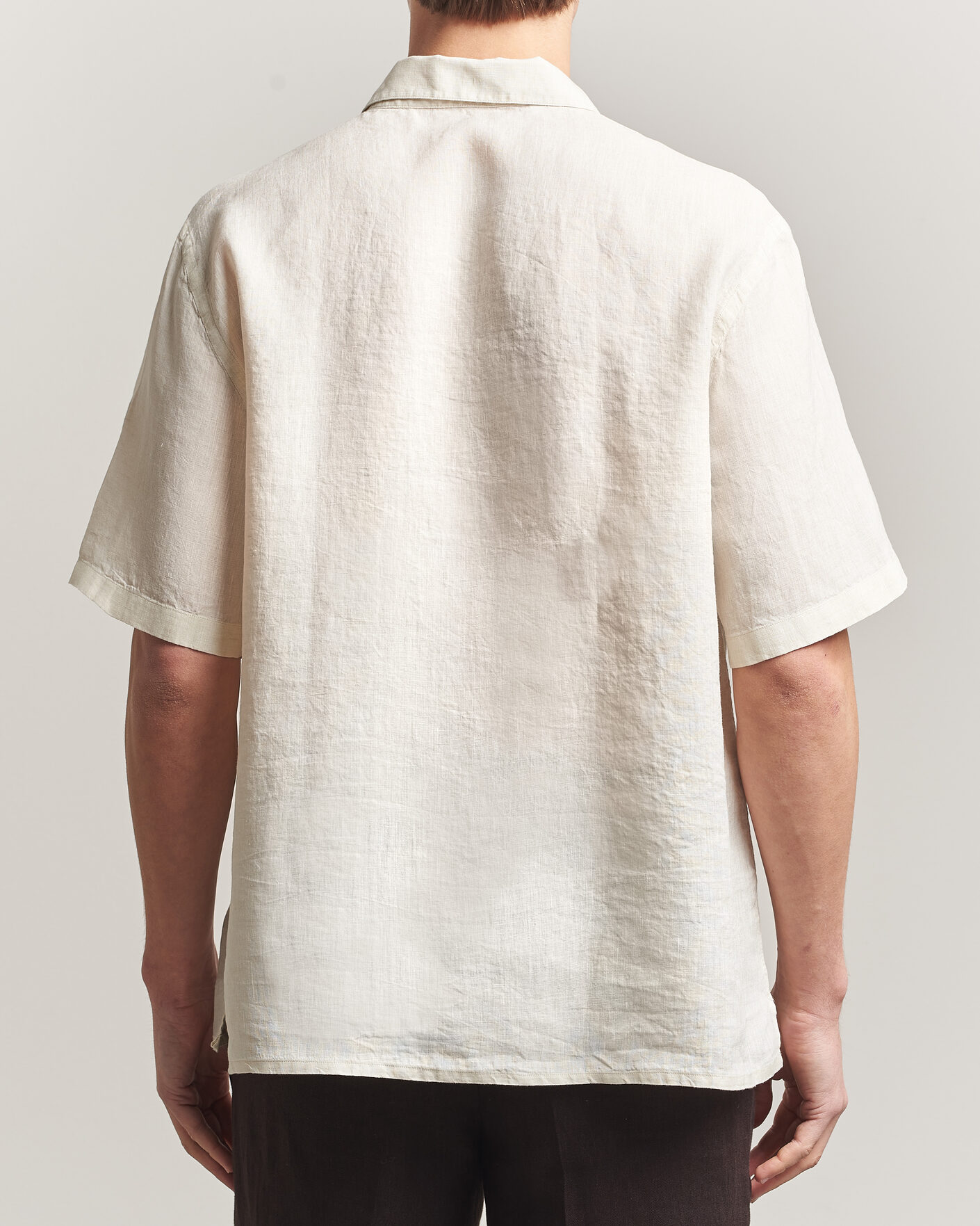 Hombres | Camisas | Grigio | Linen Camp Collar Shirt White