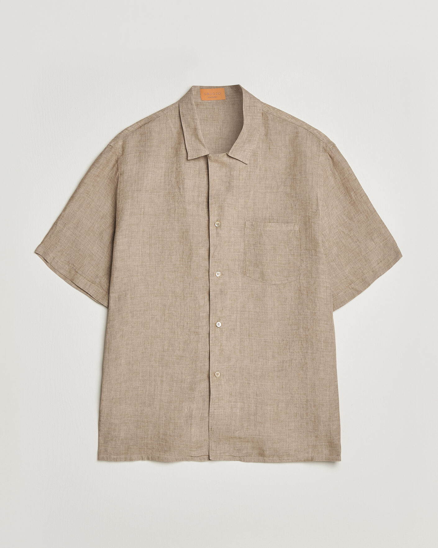 Hombres | Camisas | Grigio | Linen Camp Collar Shirt Brown