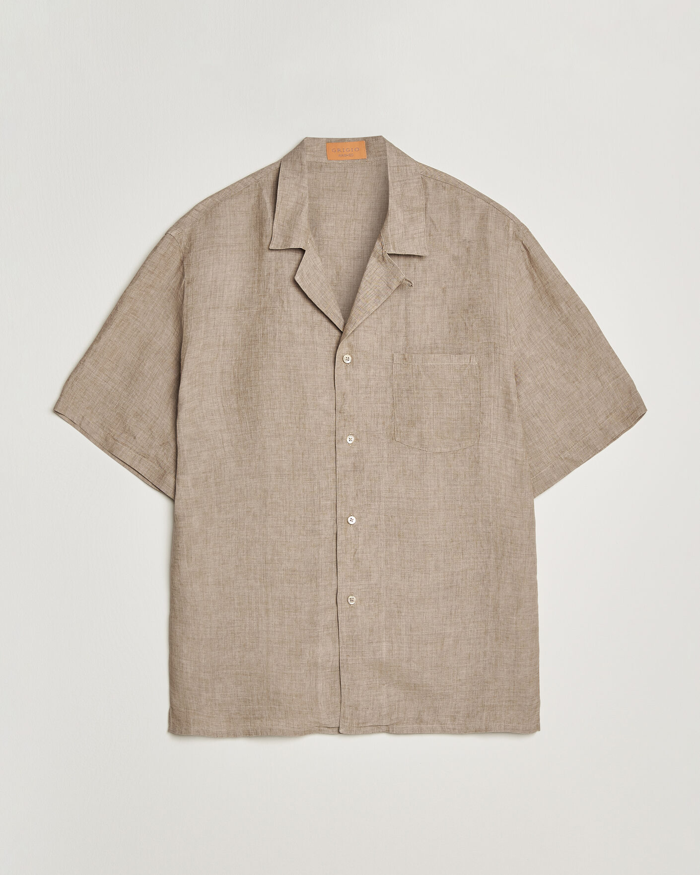 Hombres | Camisas | Grigio | Linen Camp Collar Shirt Brown