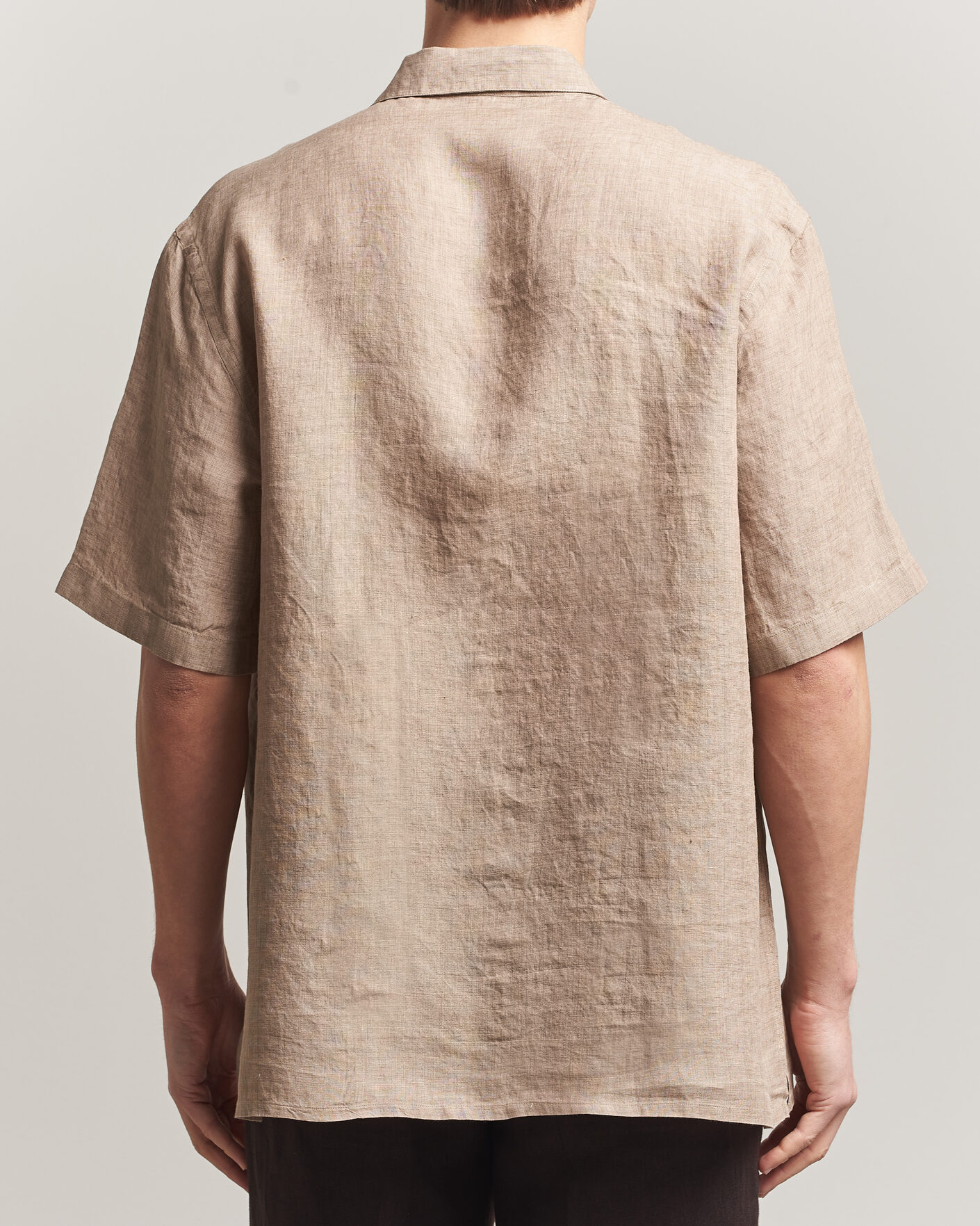 Hombres | Camisas | Grigio | Linen Camp Collar Shirt Brown