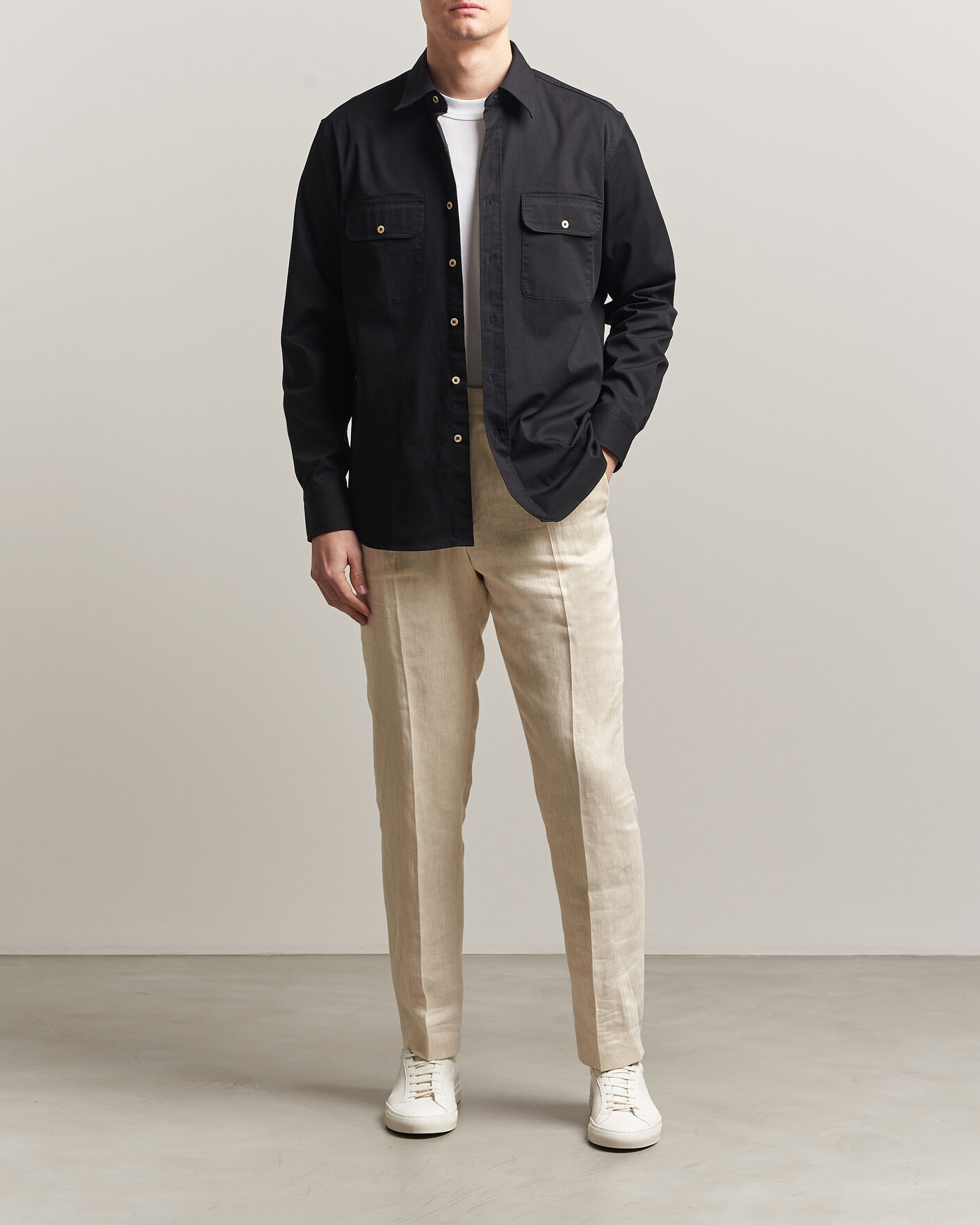 Hombres | Camisas | Grigio | Illinois Cotton Overshirt Black