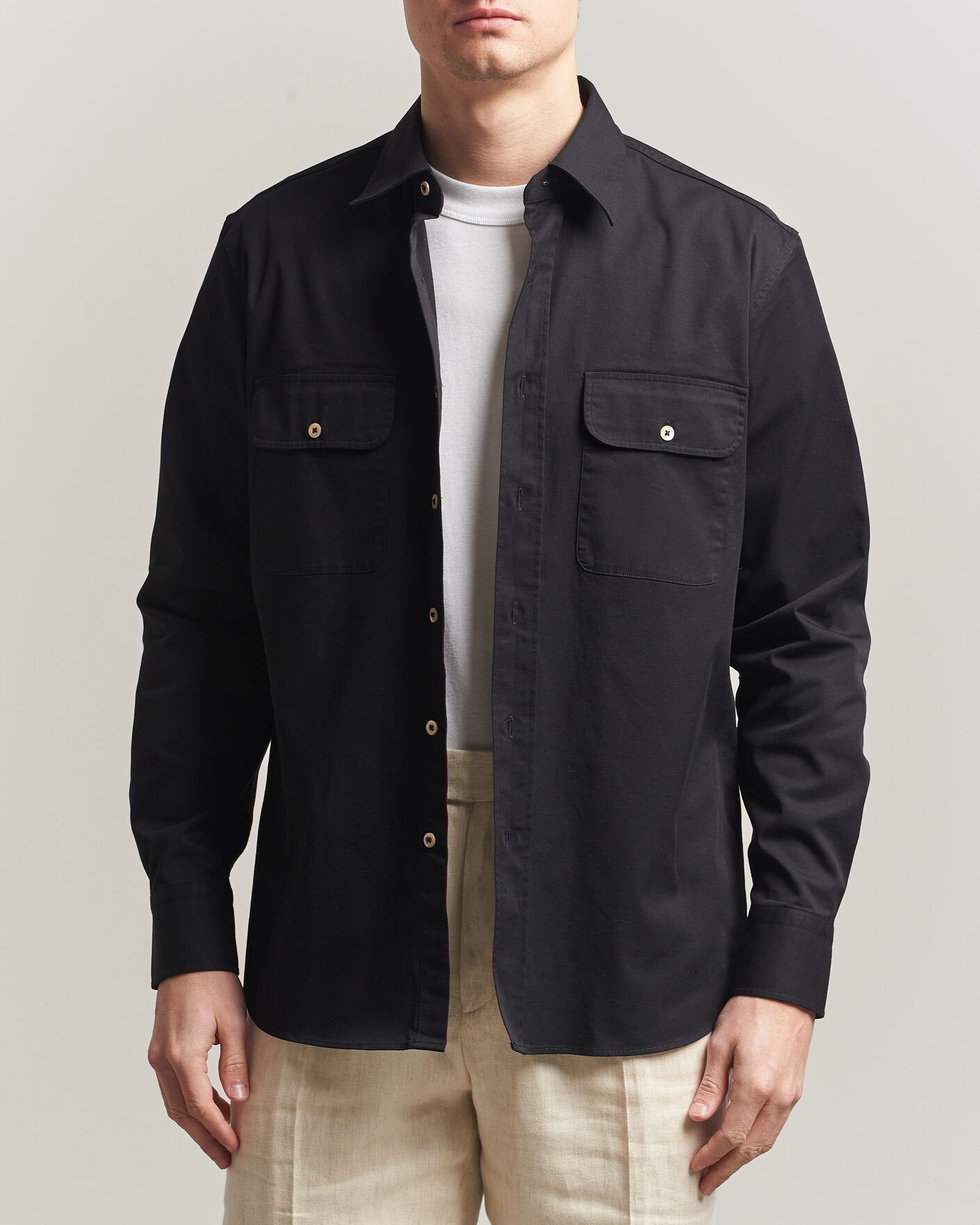 Hombres | Camisas | Grigio | Illinois Cotton Overshirt Black