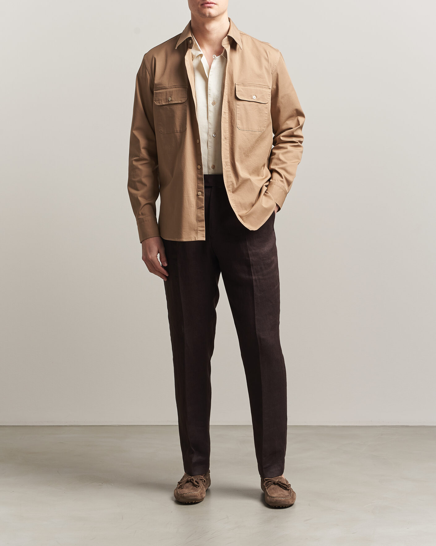 Hombres | Camisas | Grigio | Illinois Cotton Overshirt Khaki