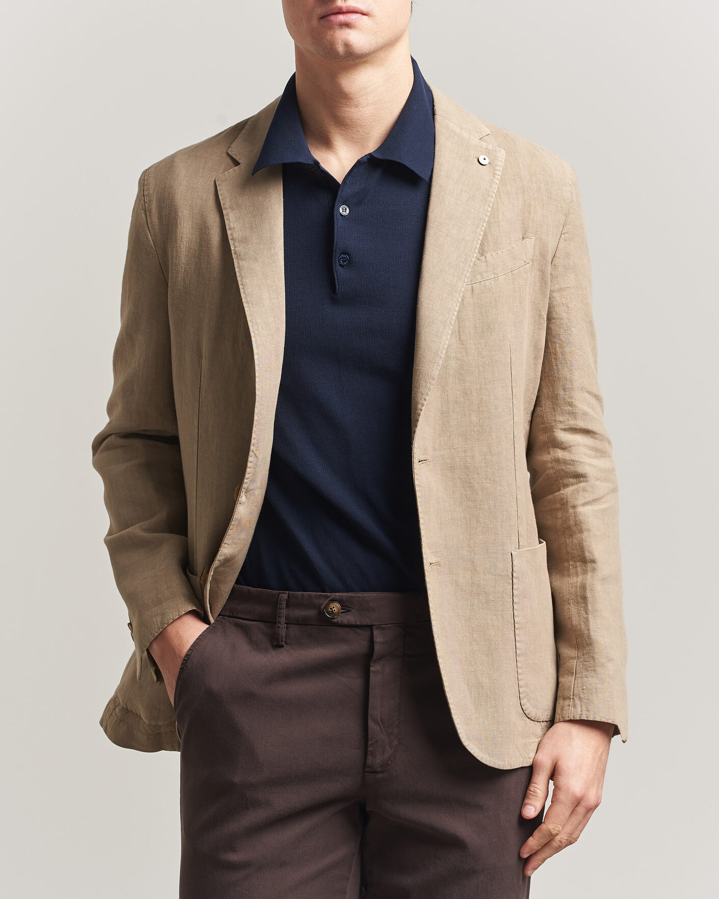 Hombres | Blazers | L.B.M. 1911 | Jack Regular Fit Linen Blazer Taupe