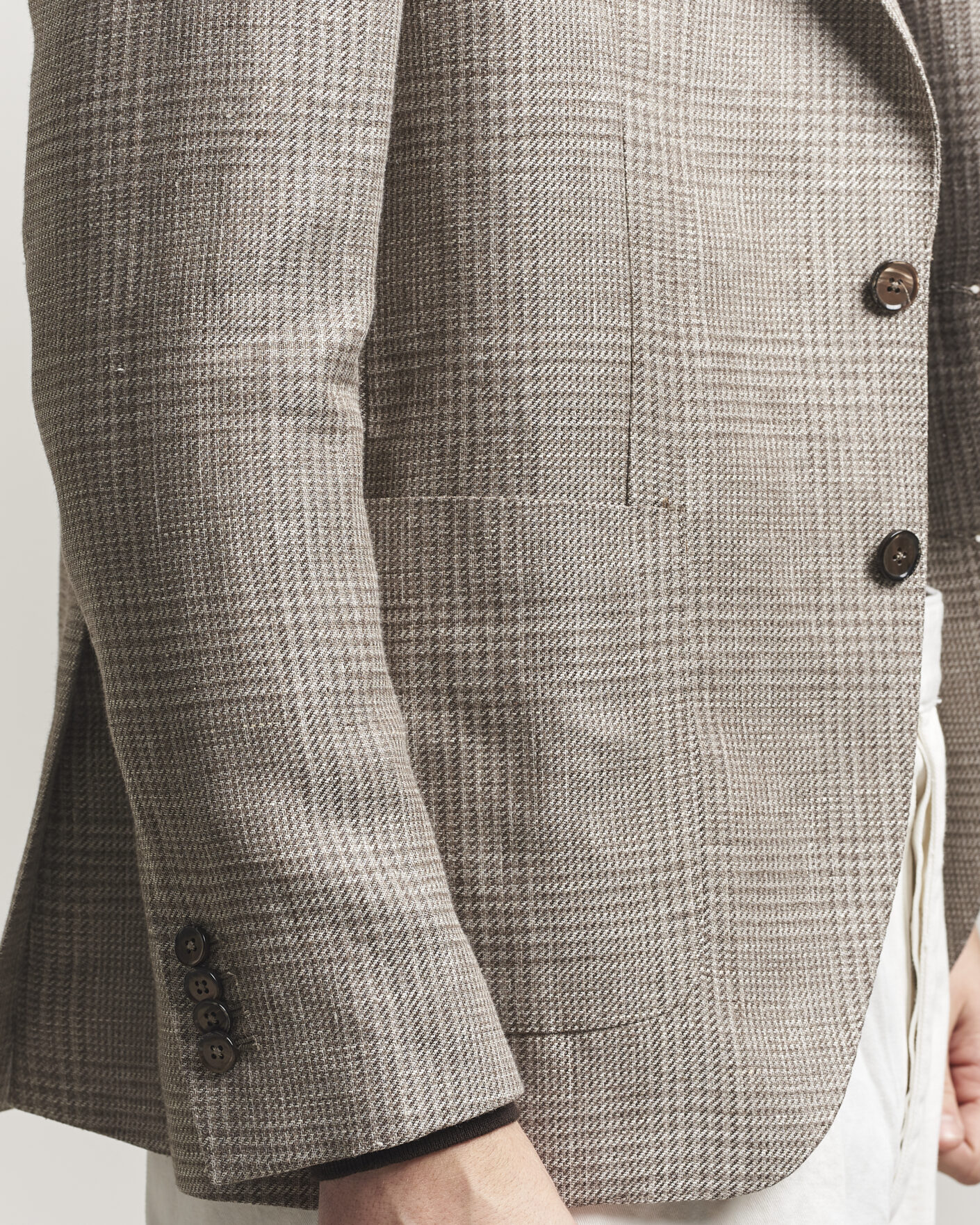 Hombres | Blazers | L.B.M. 1911 | Jack Regular Fit Linen/Wool Checked Blazer Taupe