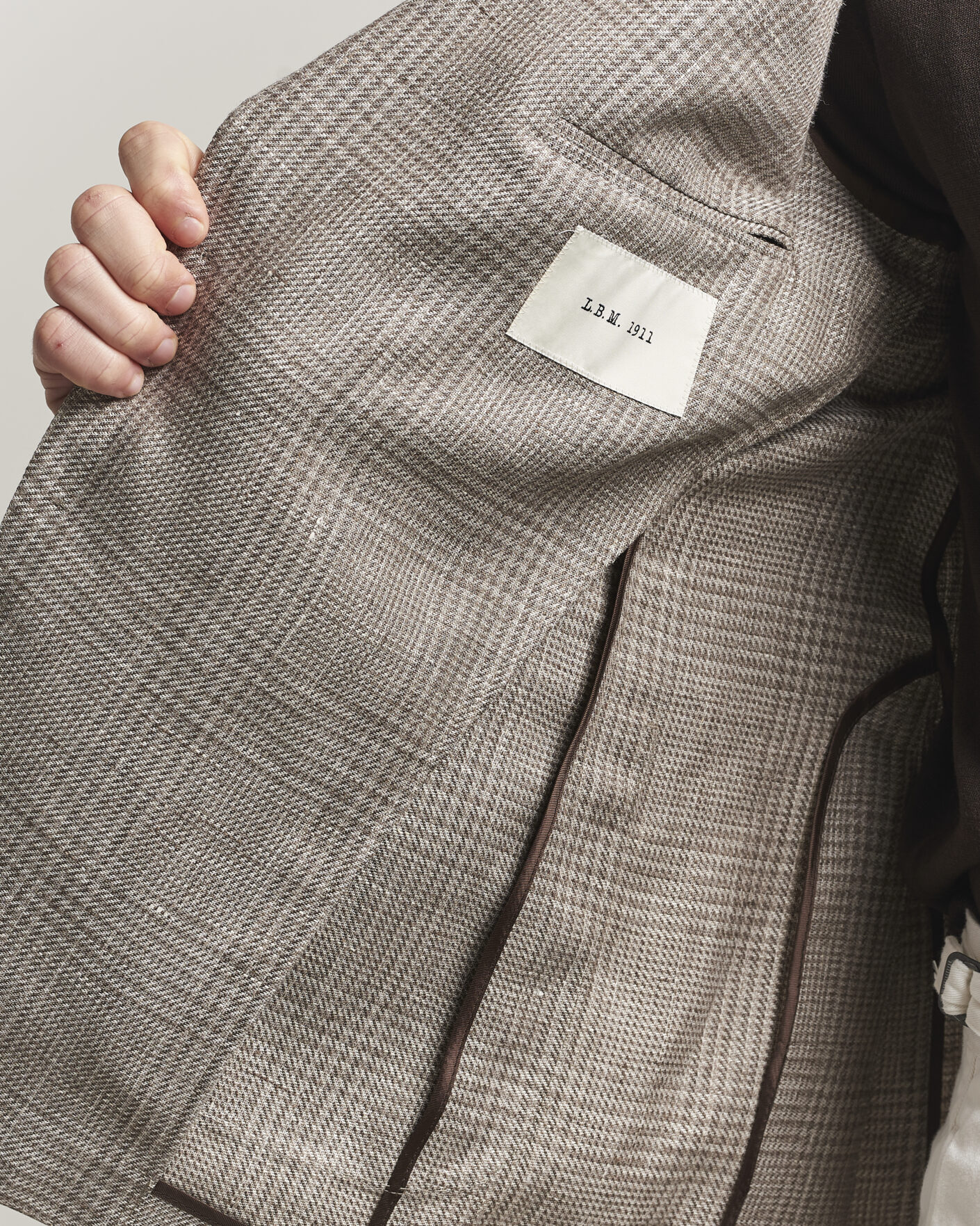 Hombres | Blazers | L.B.M. 1911 | Jack Regular Fit Linen/Wool Checked Blazer Taupe
