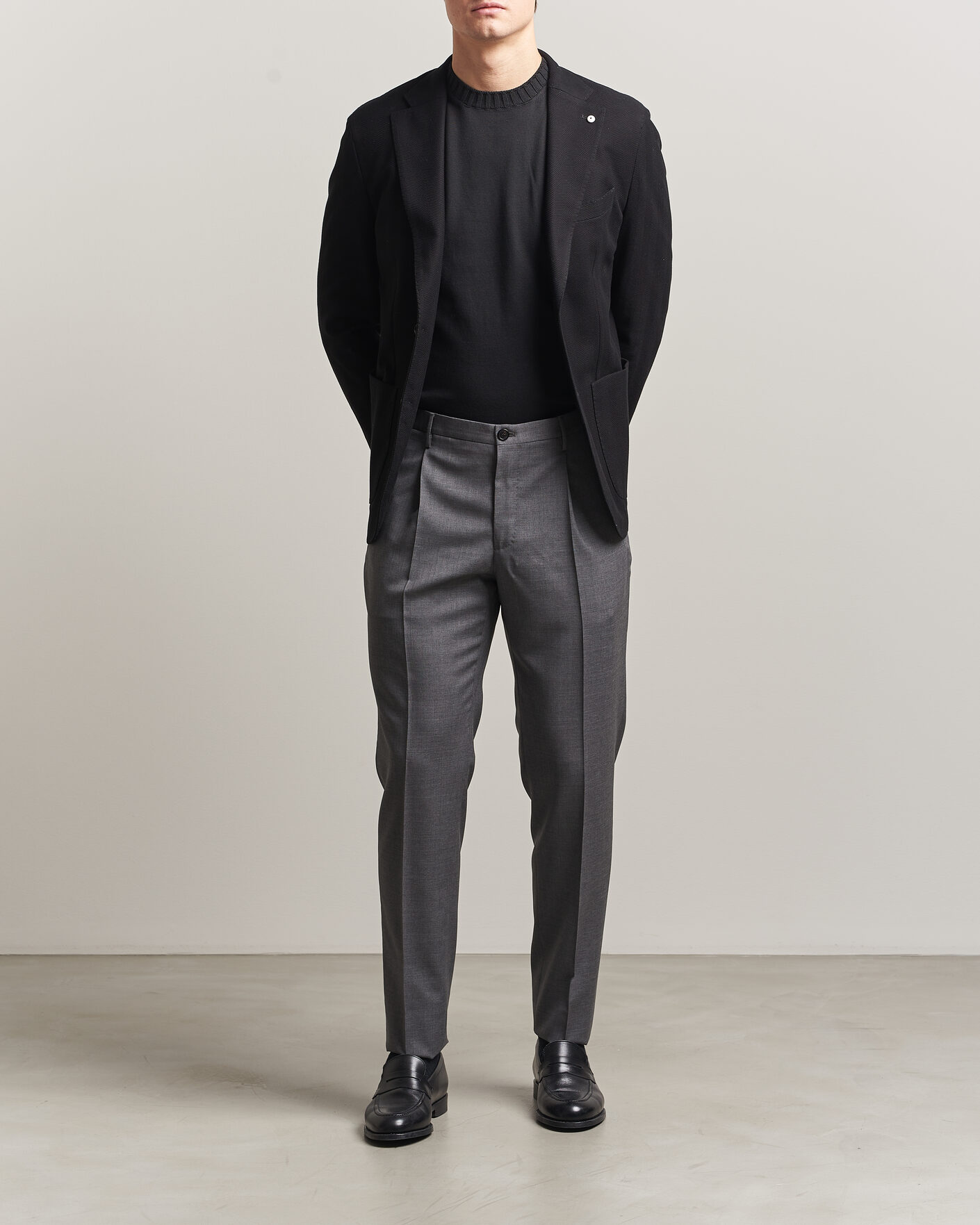 Hombres | Blazers | L.B.M. 1911 | Jack Herringbone Cotton Blazer Black