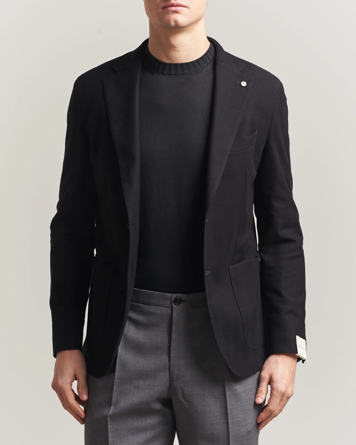 Hombres | Blazers | L.B.M. 1911 | Jack Herringbone Cotton Blazer Black
