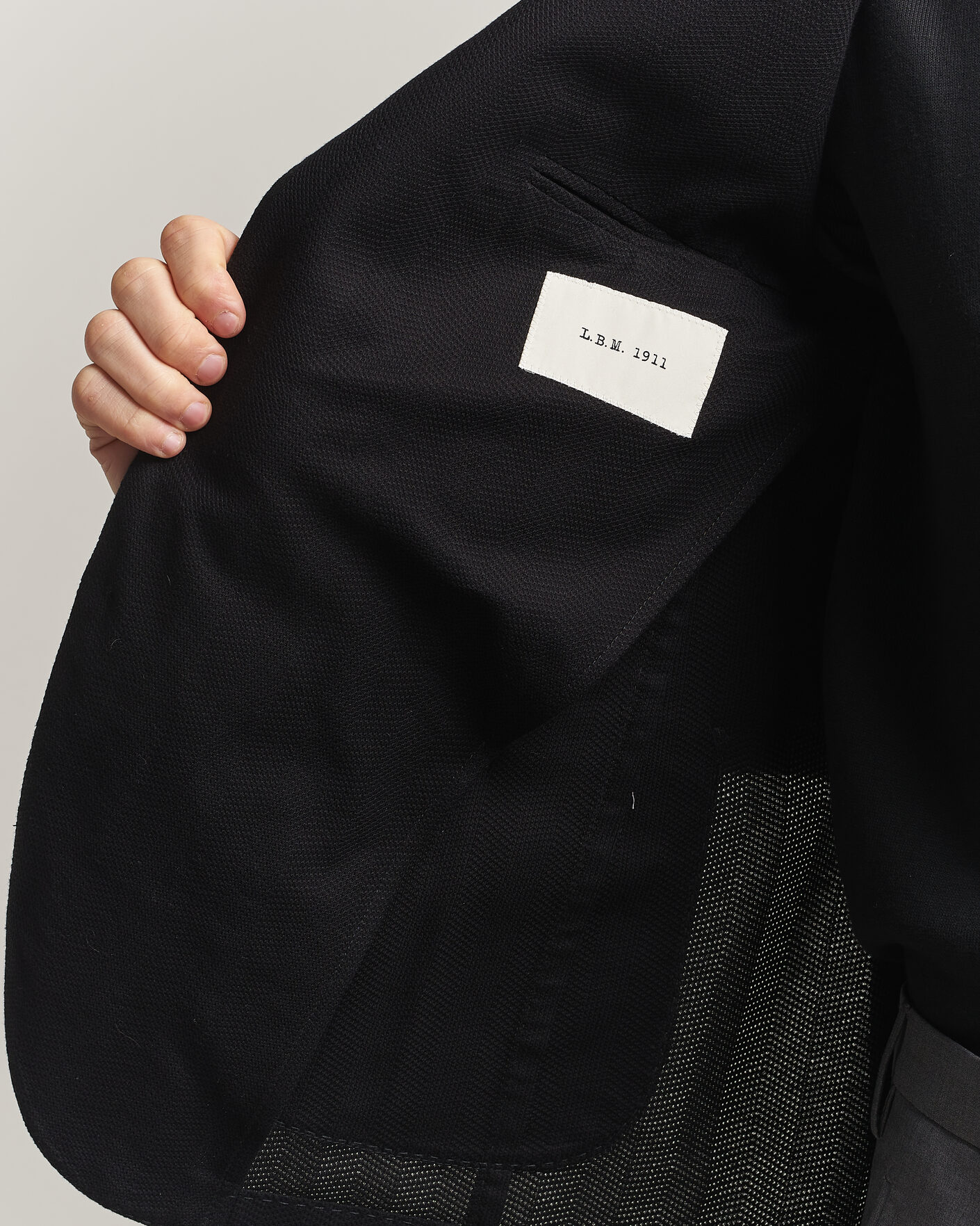 Hombres | Blazers | L.B.M. 1911 | Jack Herringbone Cotton Blazer Black