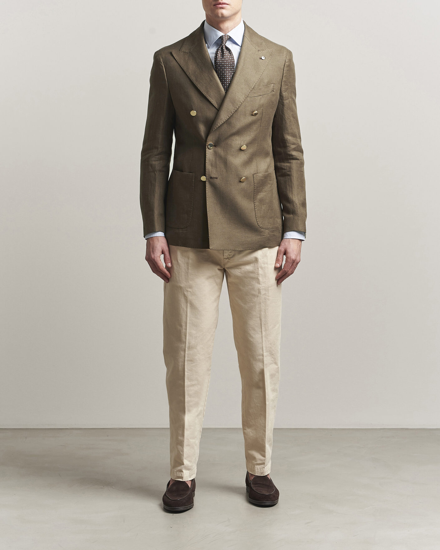 Hombres | Blazers | L.B.M. 1911 | Tom Regular DB Linen Blazer Olive