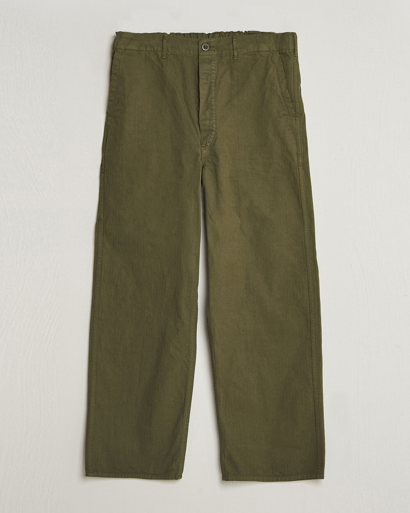 Hombres | Pantalones | orSlow | Wide Fit French Work Pants Army Green