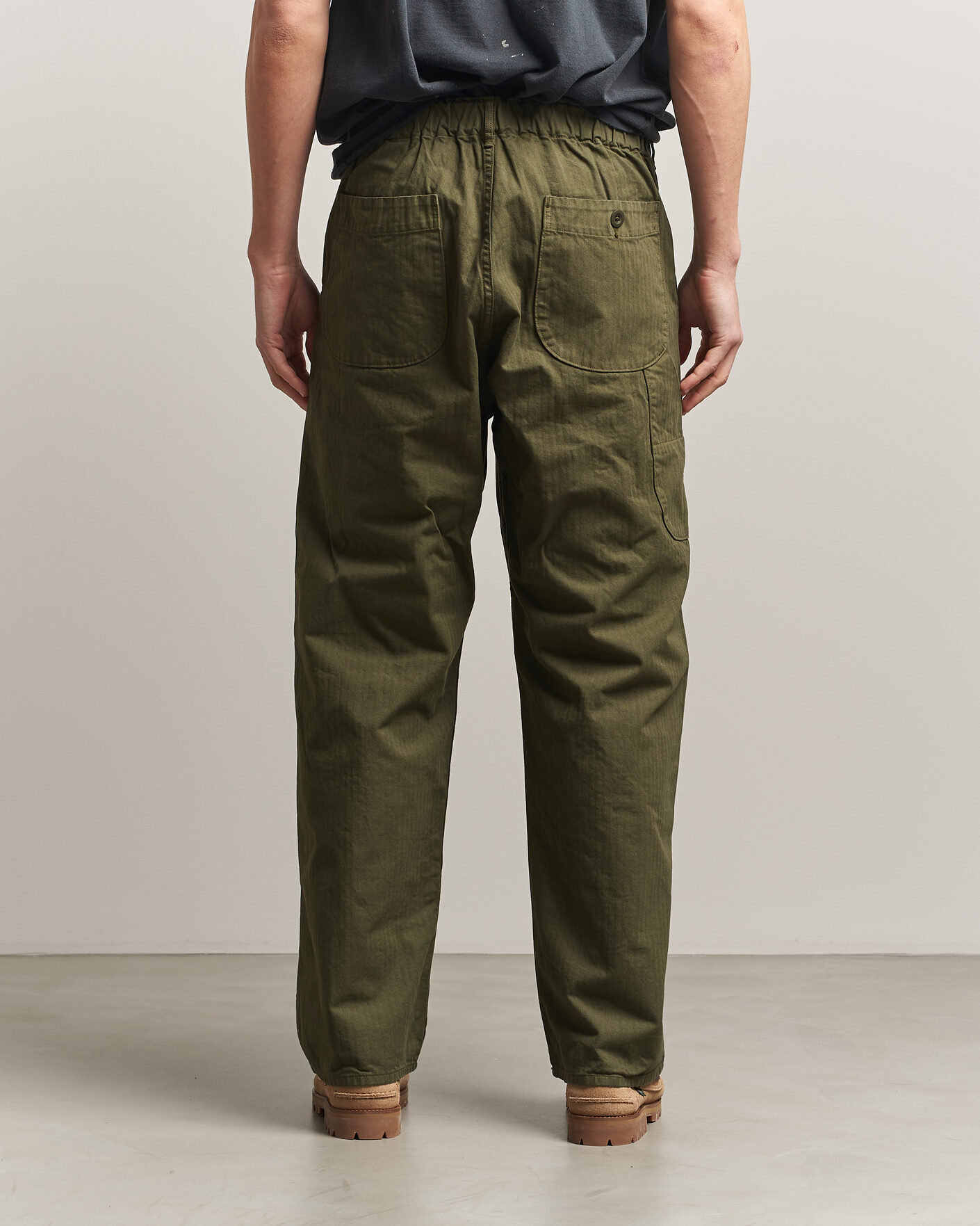 Hombres | Pantalones | orSlow | Wide Fit French Work Pants Army Green
