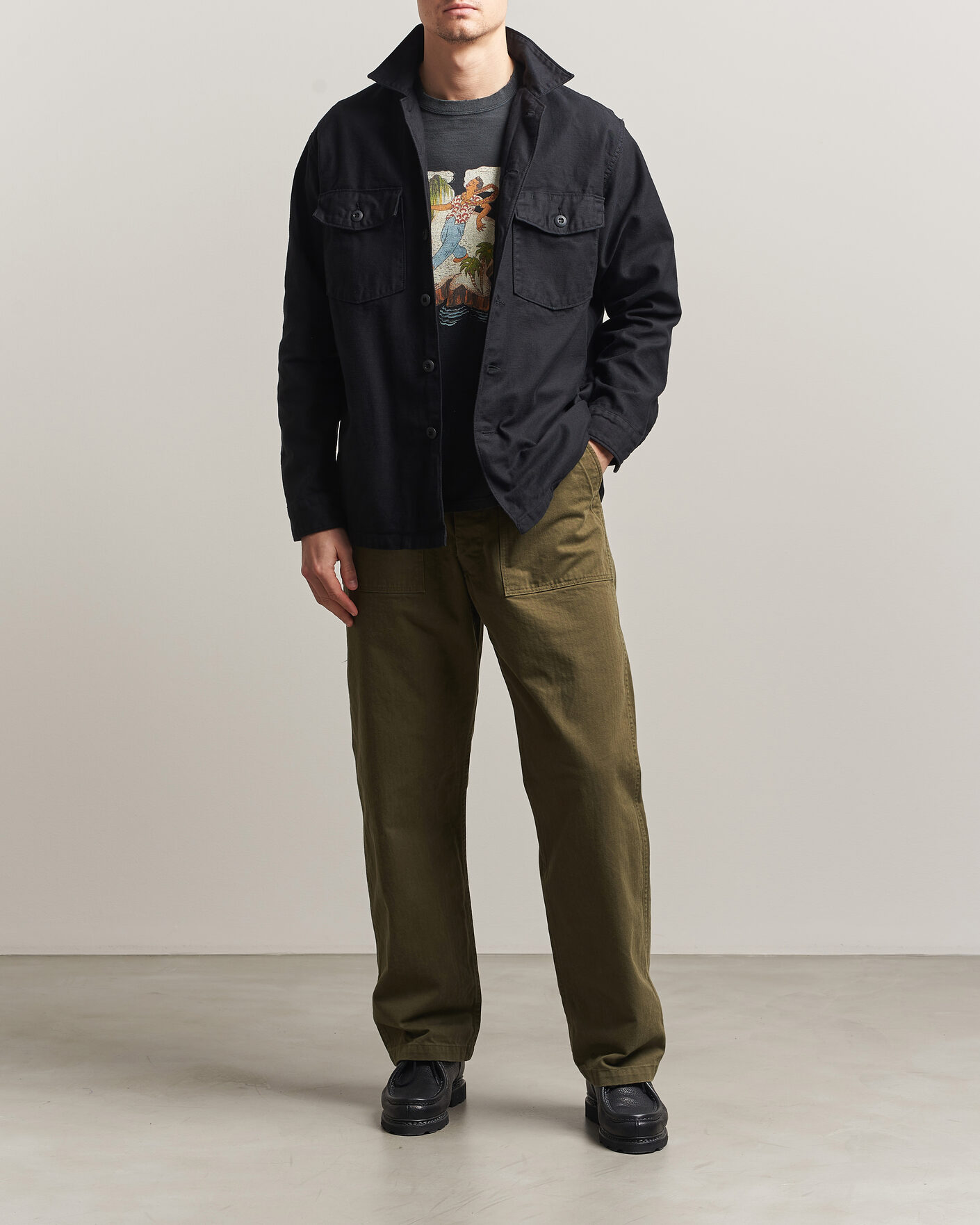 Hombres | Pantalones | orSlow | Vintage Fit Herringbone Fatigue Pants Army Green