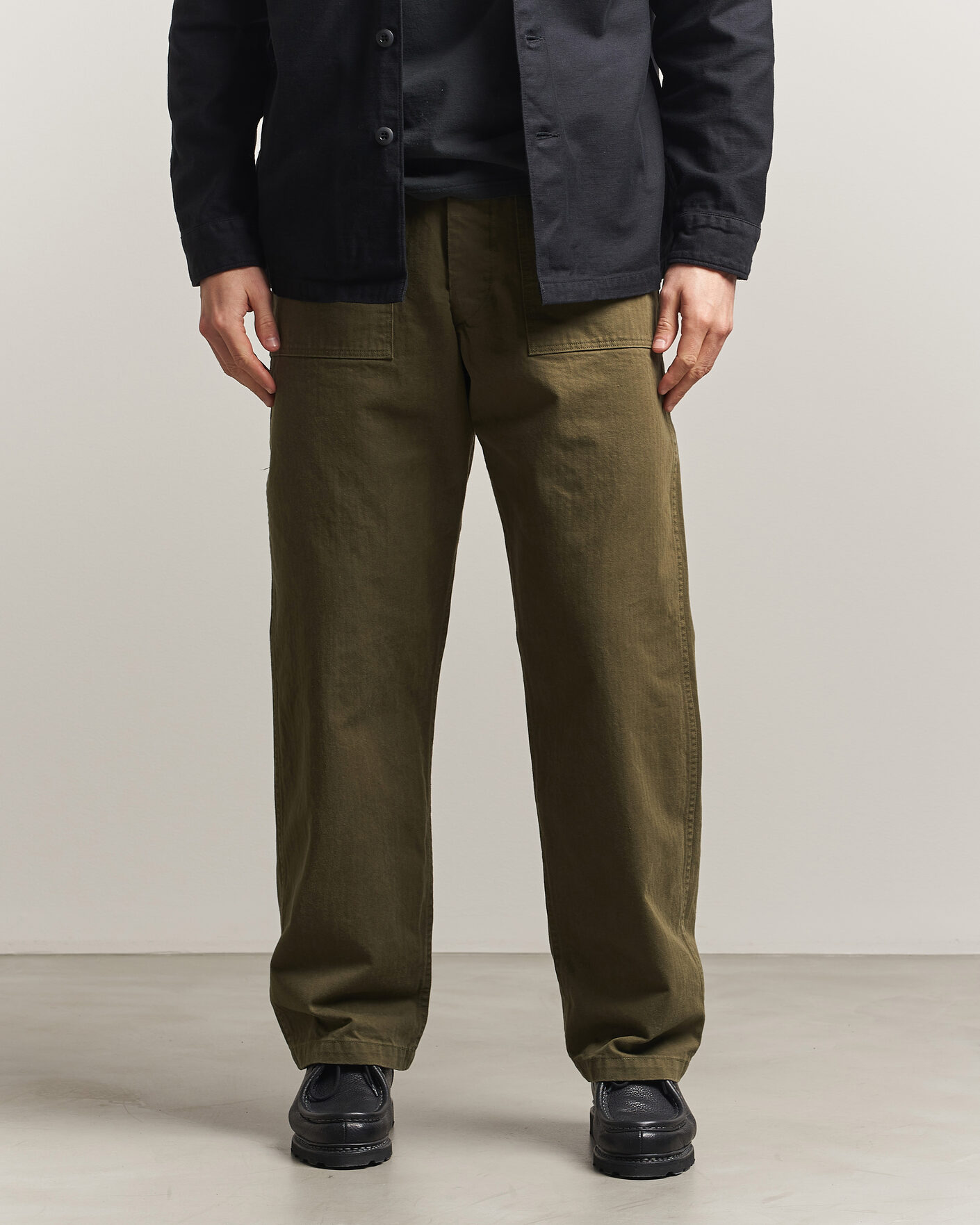 Hombres | Pantalones | orSlow | Vintage Fit Herringbone Fatigue Pants Army Green