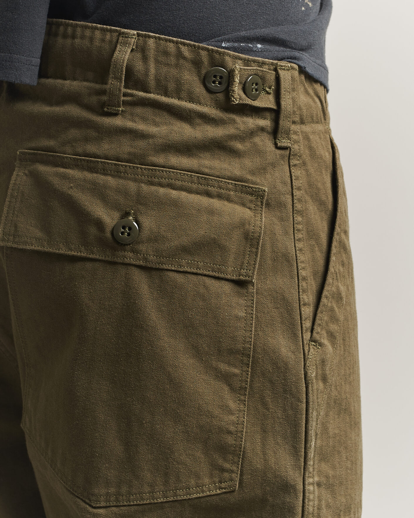 Hombres | Pantalones | orSlow | Vintage Fit Herringbone Fatigue Pants Army Green