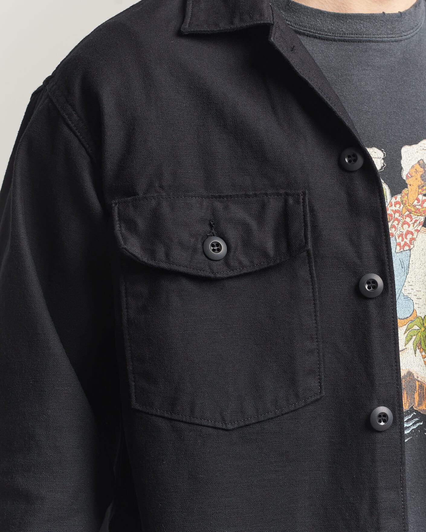 Hombres | Camisas | orSlow | Cotton Sateen US Army Overshirt Black