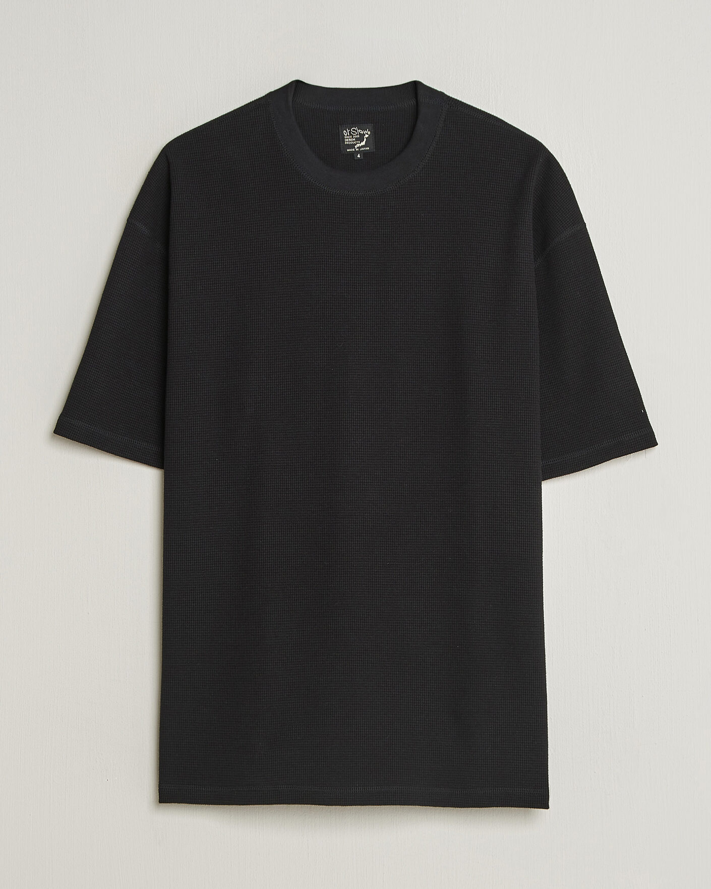 Hombres | Camisetas | orSlow | Waffle Cotton T-Shirt Black