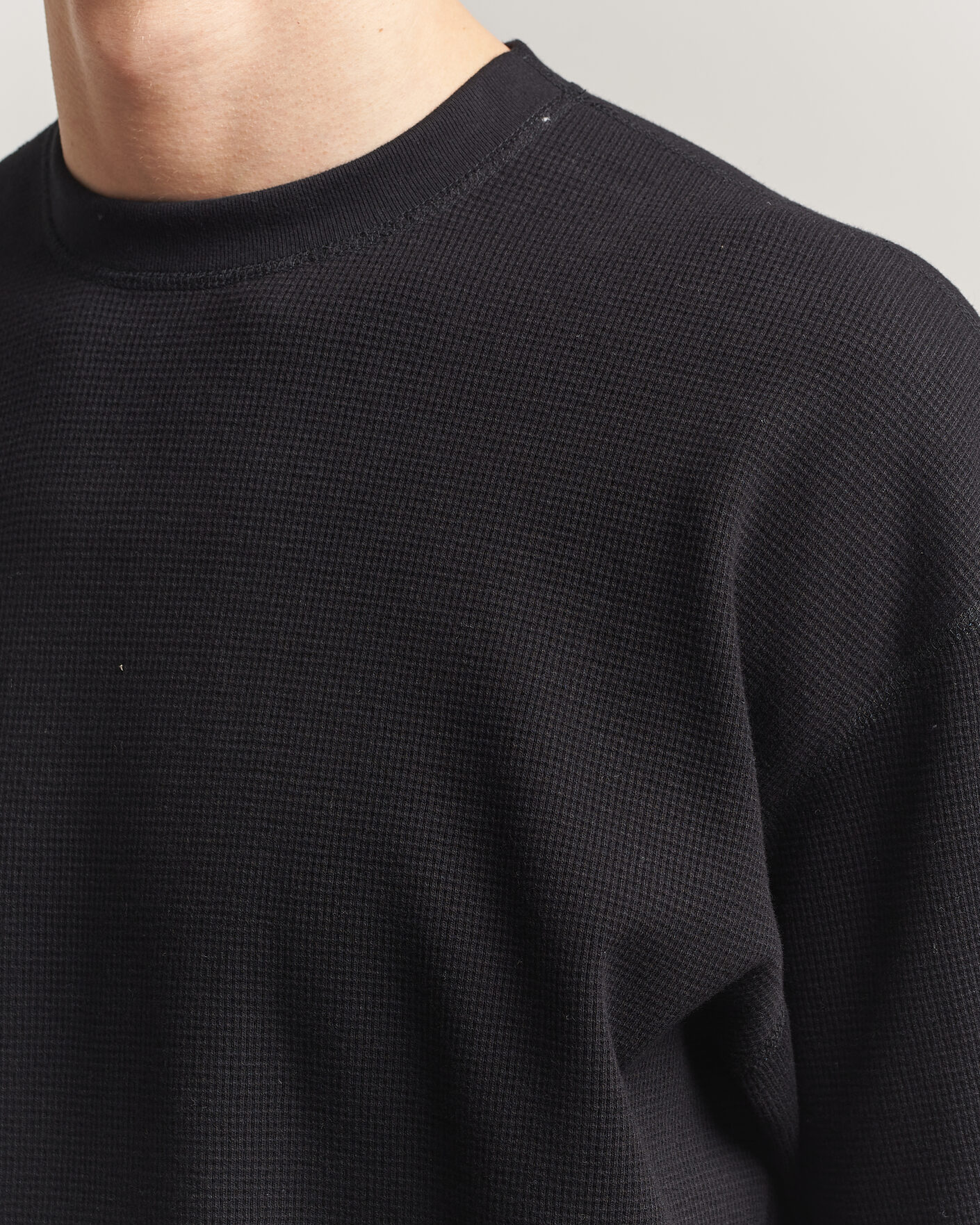 Hombres | Camisetas | orSlow | Waffle Cotton T-Shirt Black
