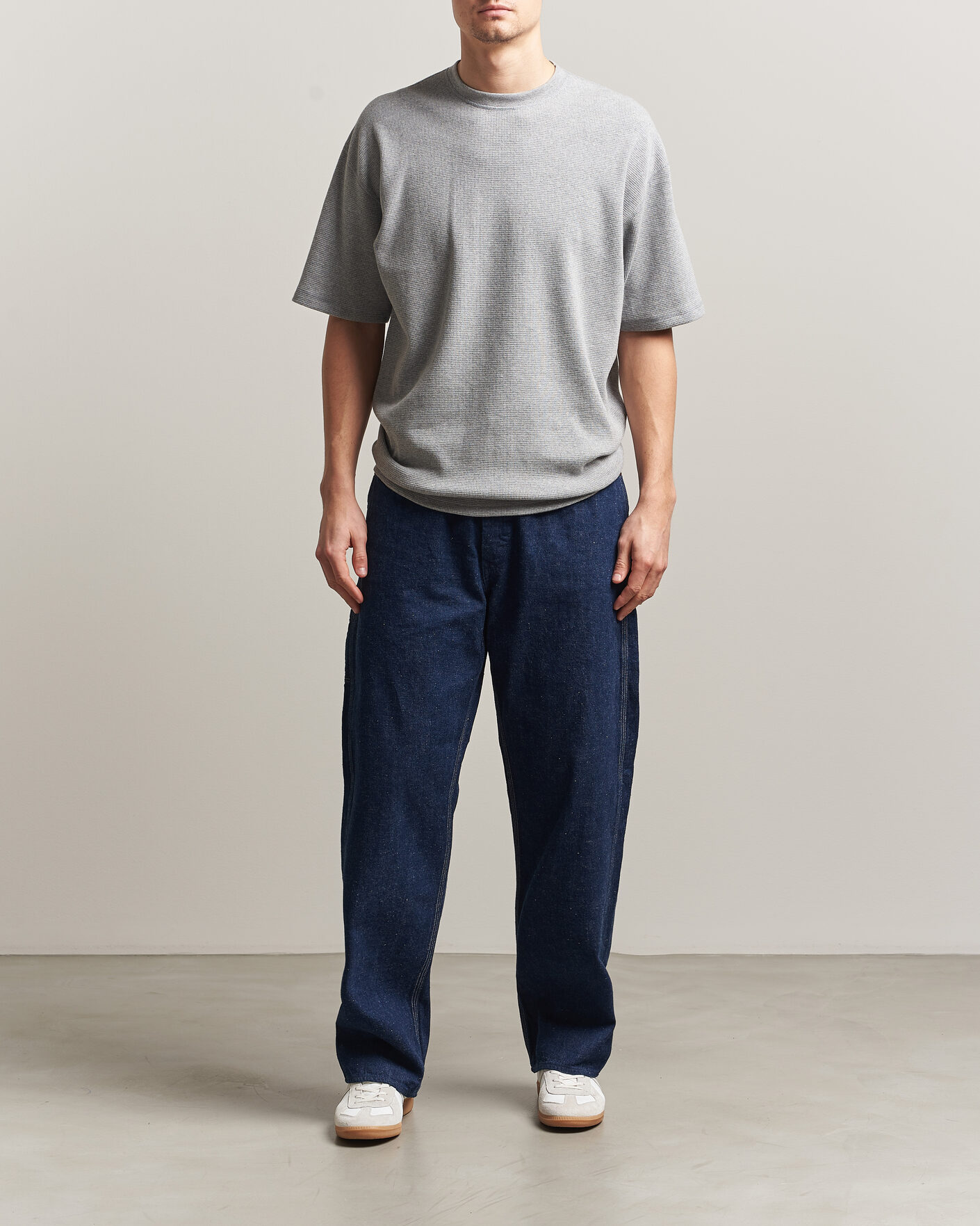 Hombres | Camisetas | orSlow | Waffle Cotton T-Shirt Heather Gray