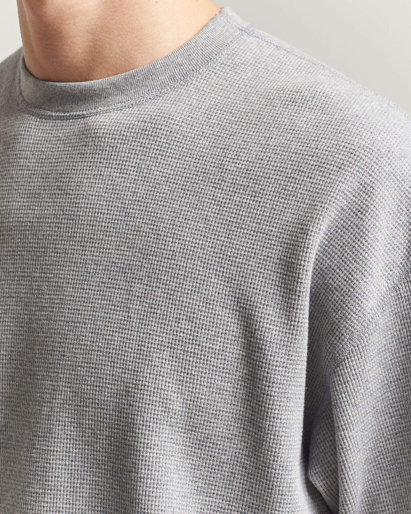 Hombres | Camisetas | orSlow | Waffle Cotton T-Shirt Heather Gray