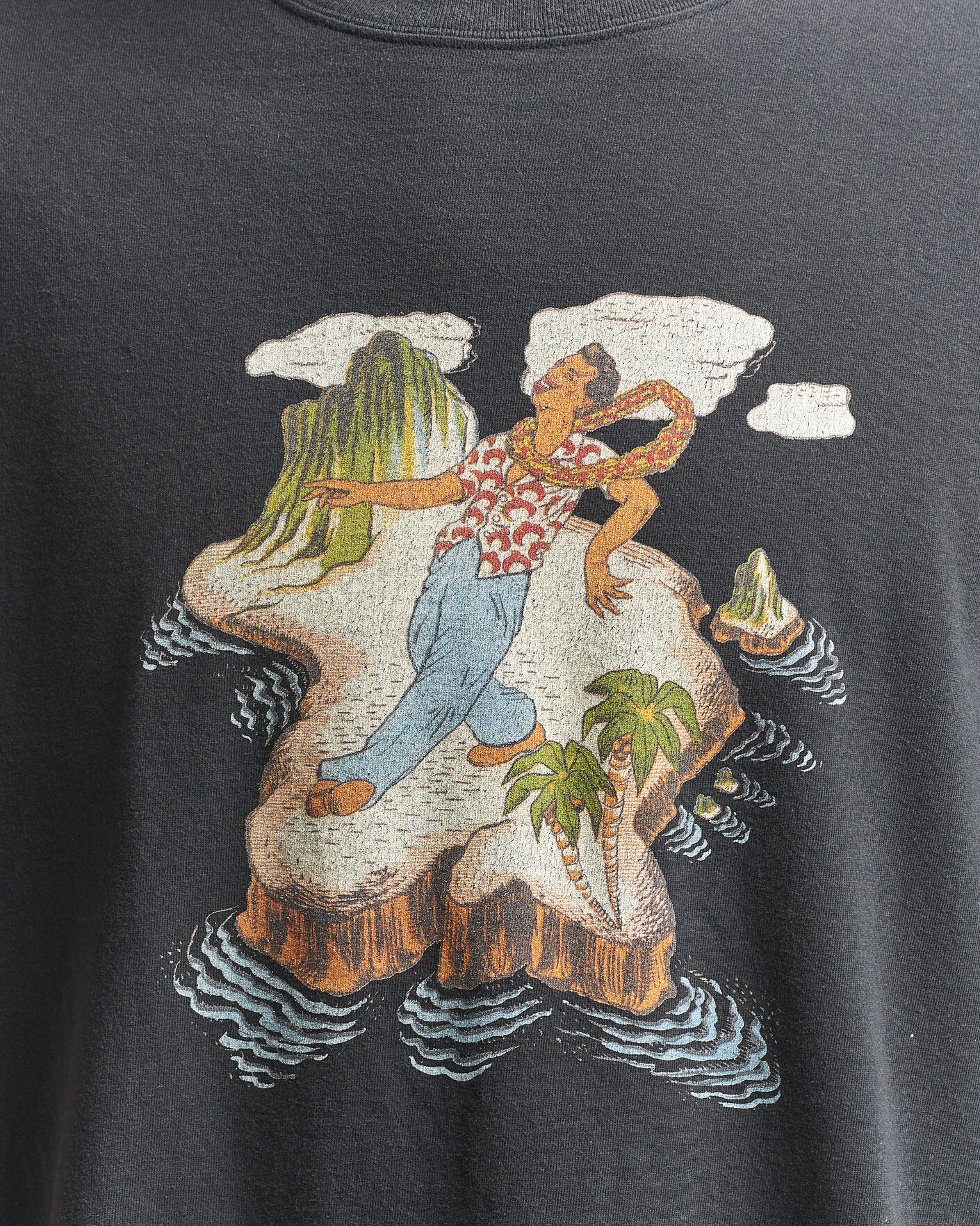 Hombres | Camisetas | orSlow | Vintage Hawaiian Print T-Shirt Black