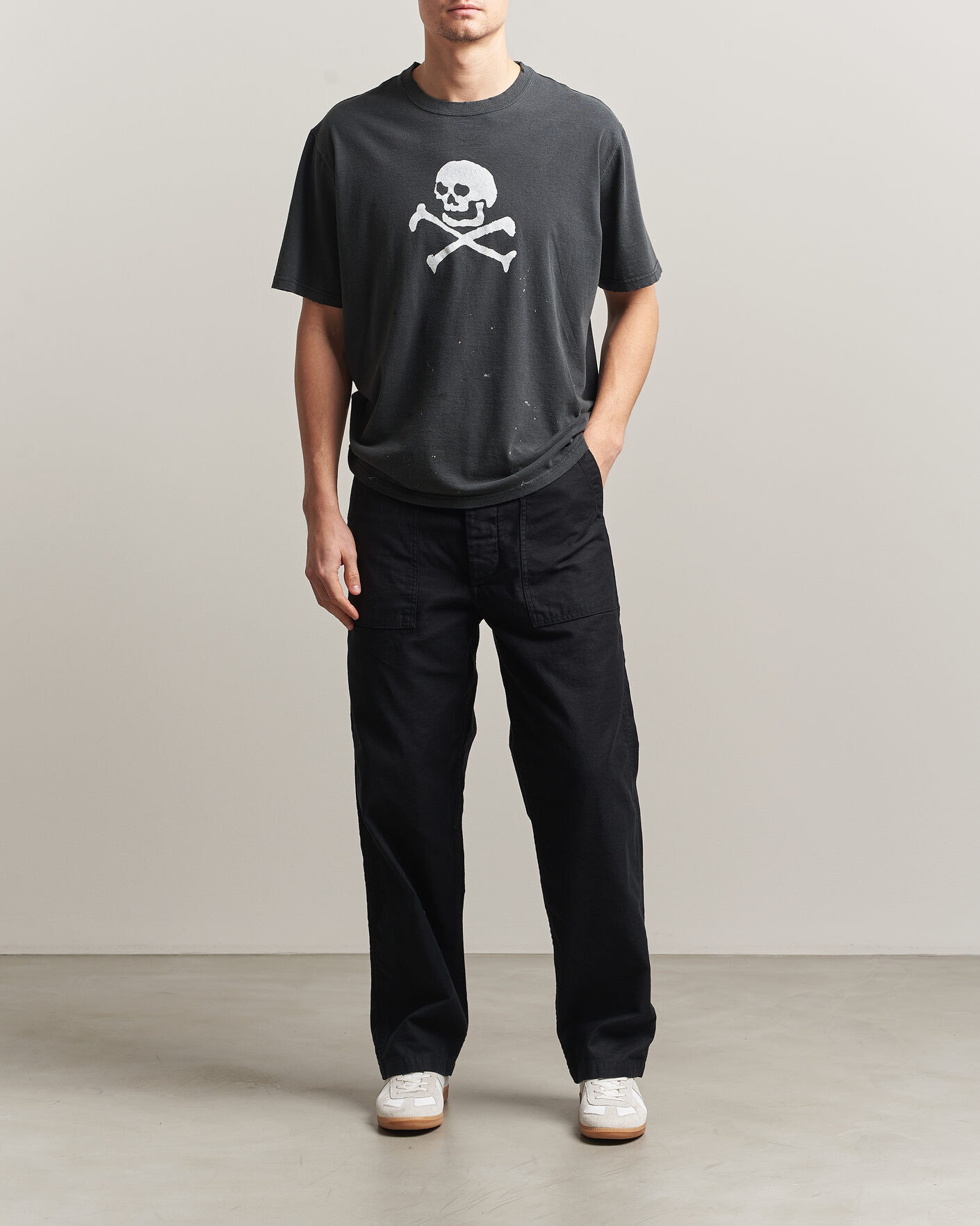 Hombres | Camisetas | orSlow | Vintage Skull Print T-Shirt Black