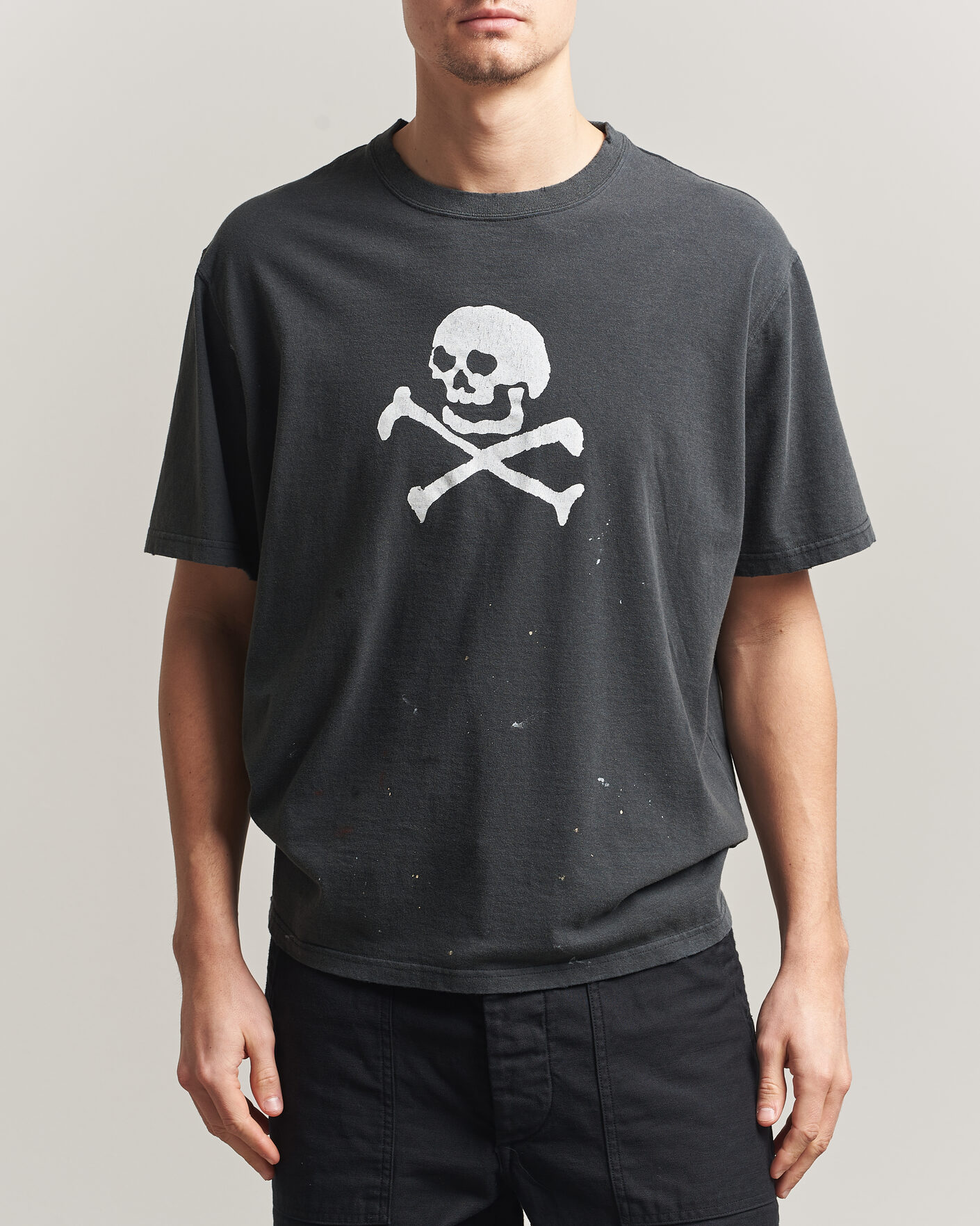 Hombres | Camisetas | orSlow | Vintage Skull Print T-Shirt Black
