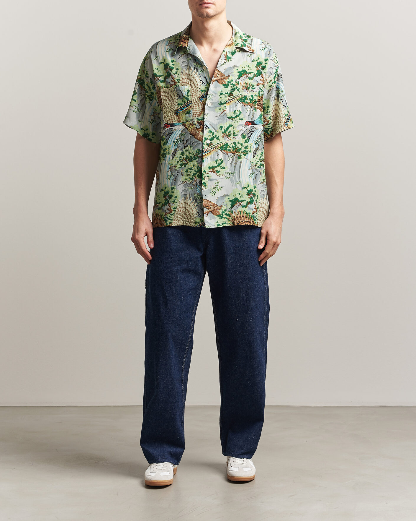 Hombres | Camisas | orSlow | Peacock Garden Hawaiian Shirt Green