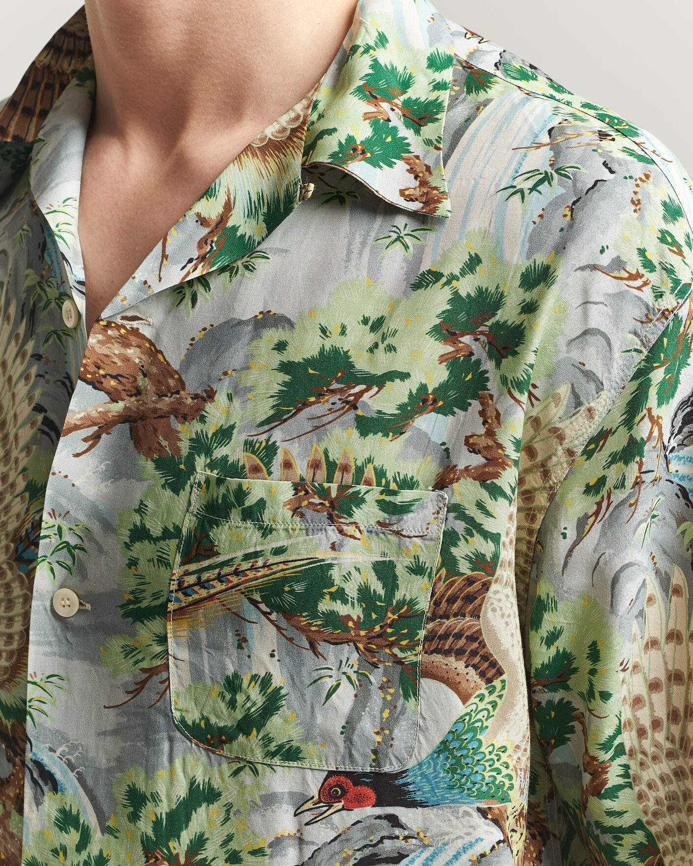 Hombres | Camisas | orSlow | Peacock Garden Hawaiian Shirt Green